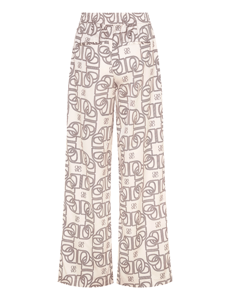 Dante6 - Dante6-Teo logo printed wide leg pants - hosen mit weitem bein - butter cream - 2