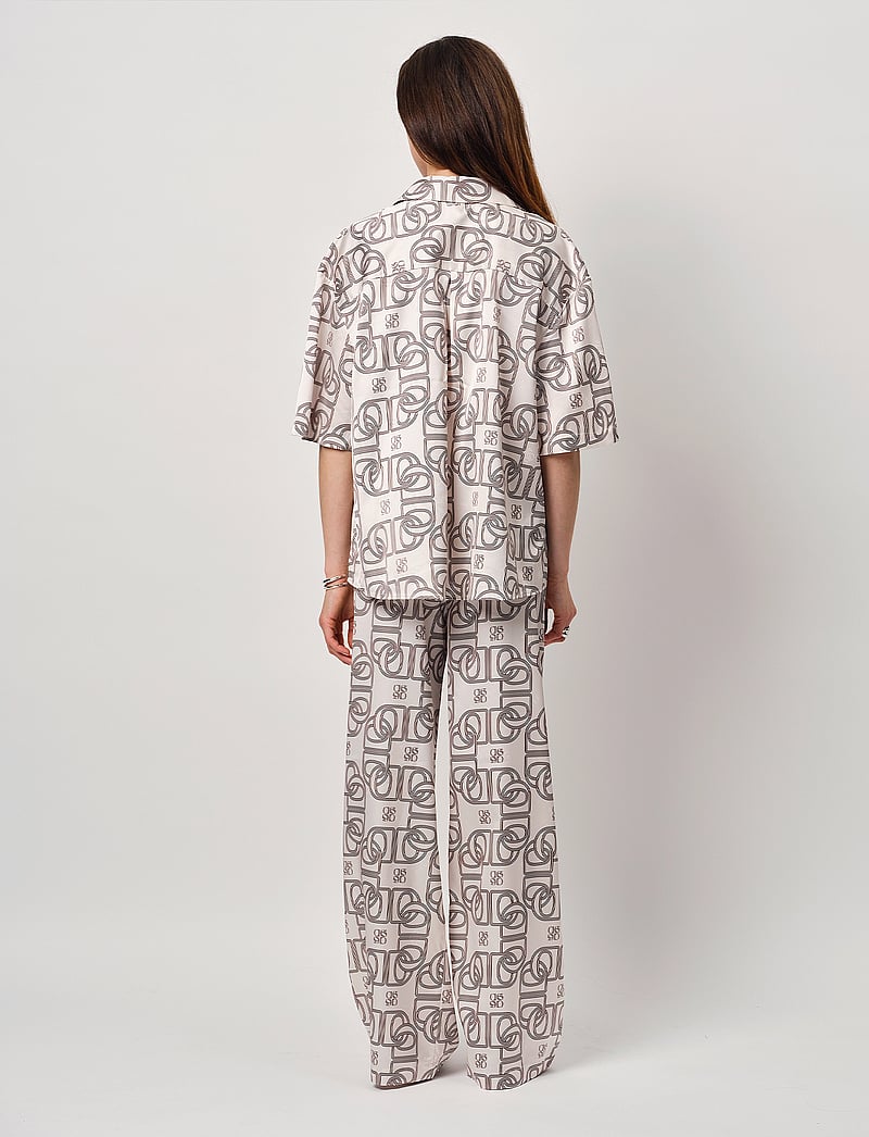 Dante6 - Dante6-Teo logo printed wide leg pants - hosen mit weitem bein - butter cream - 3