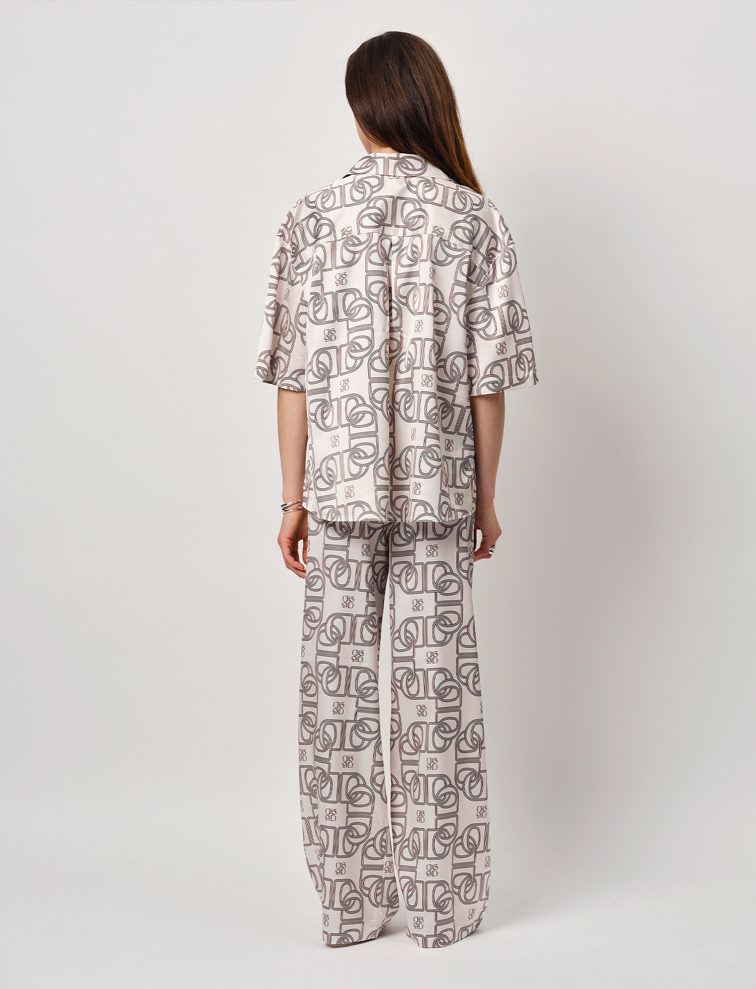 Dante6 - Dante6-Teo logo printed wide leg pants - wide leg trousers - butter cream - 3