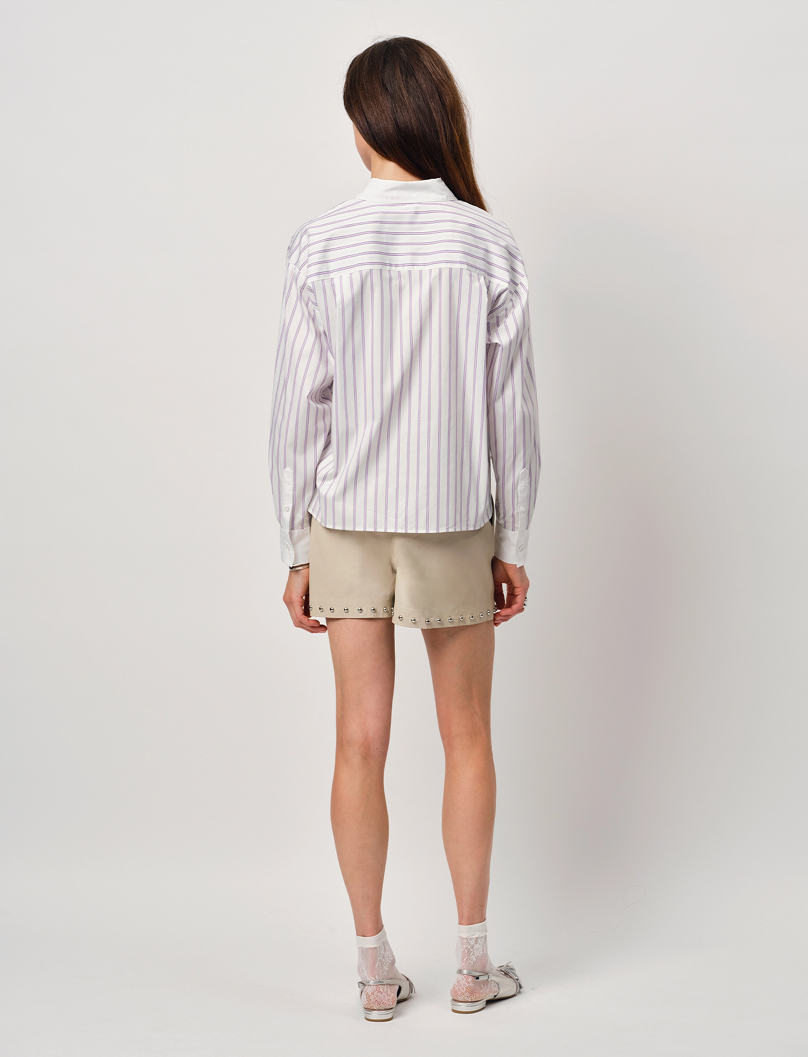 Dante6 - Dante6-Ginger studded leather shorts - ledershorts - sesame beige - 4