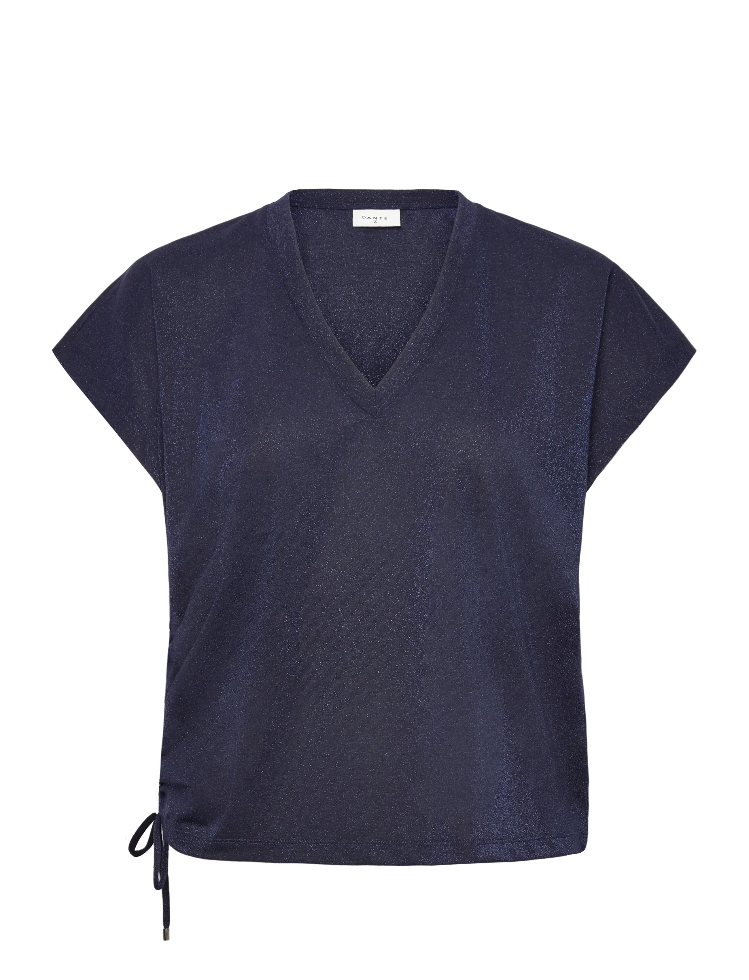 Dante6 -Guizy Lurex Detailed Top, Kvinder, Lurex V-Hals Top, Navy, Str: XS