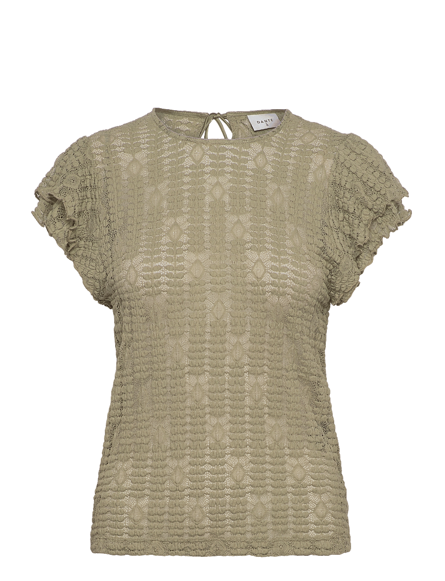 Dante6 - Dante6-Marlowé lace volant top - kurzämlige blusen - sunlit grass - 1