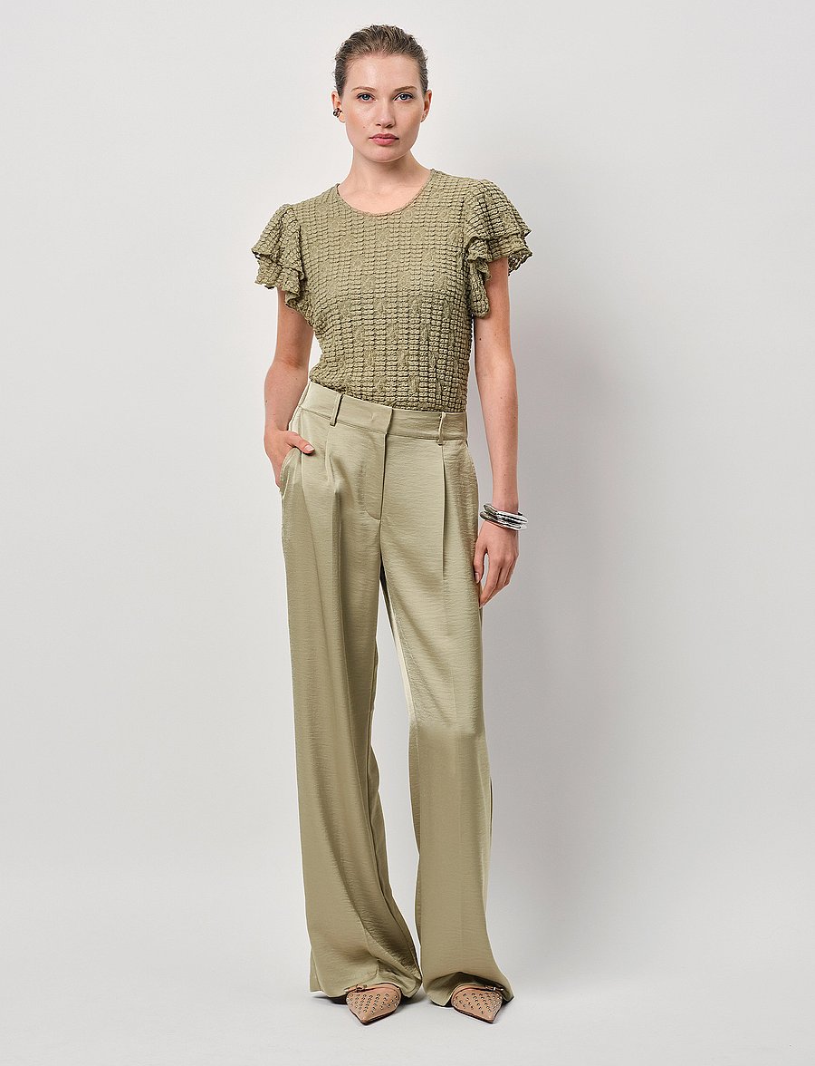 Dante6 - Dante6-Marlowé lace volant top - kurzämlige blusen - sunlit grass - 0