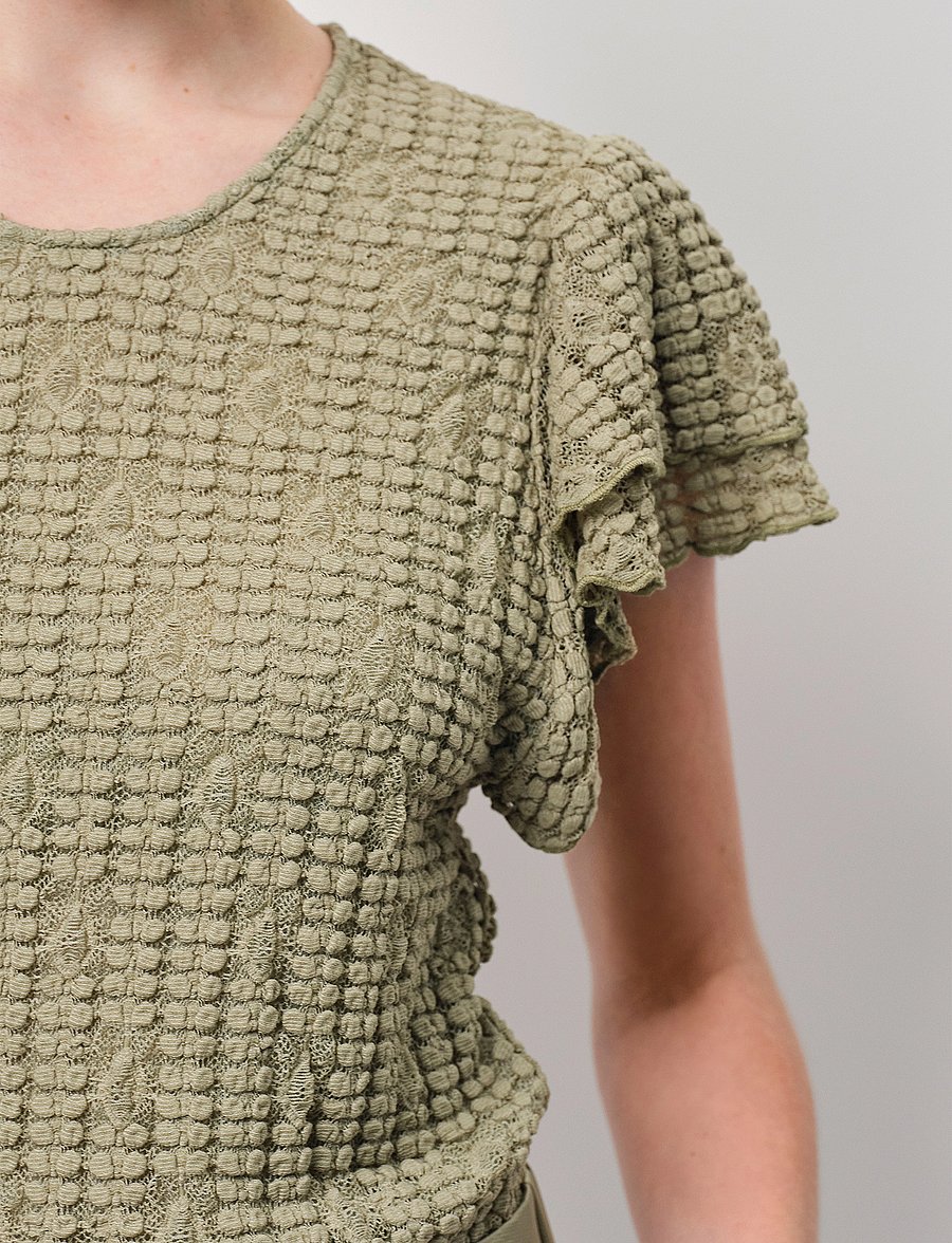 Dante6 - Dante6-Marlowé lace volant top - kurzämlige blusen - sunlit grass - 3