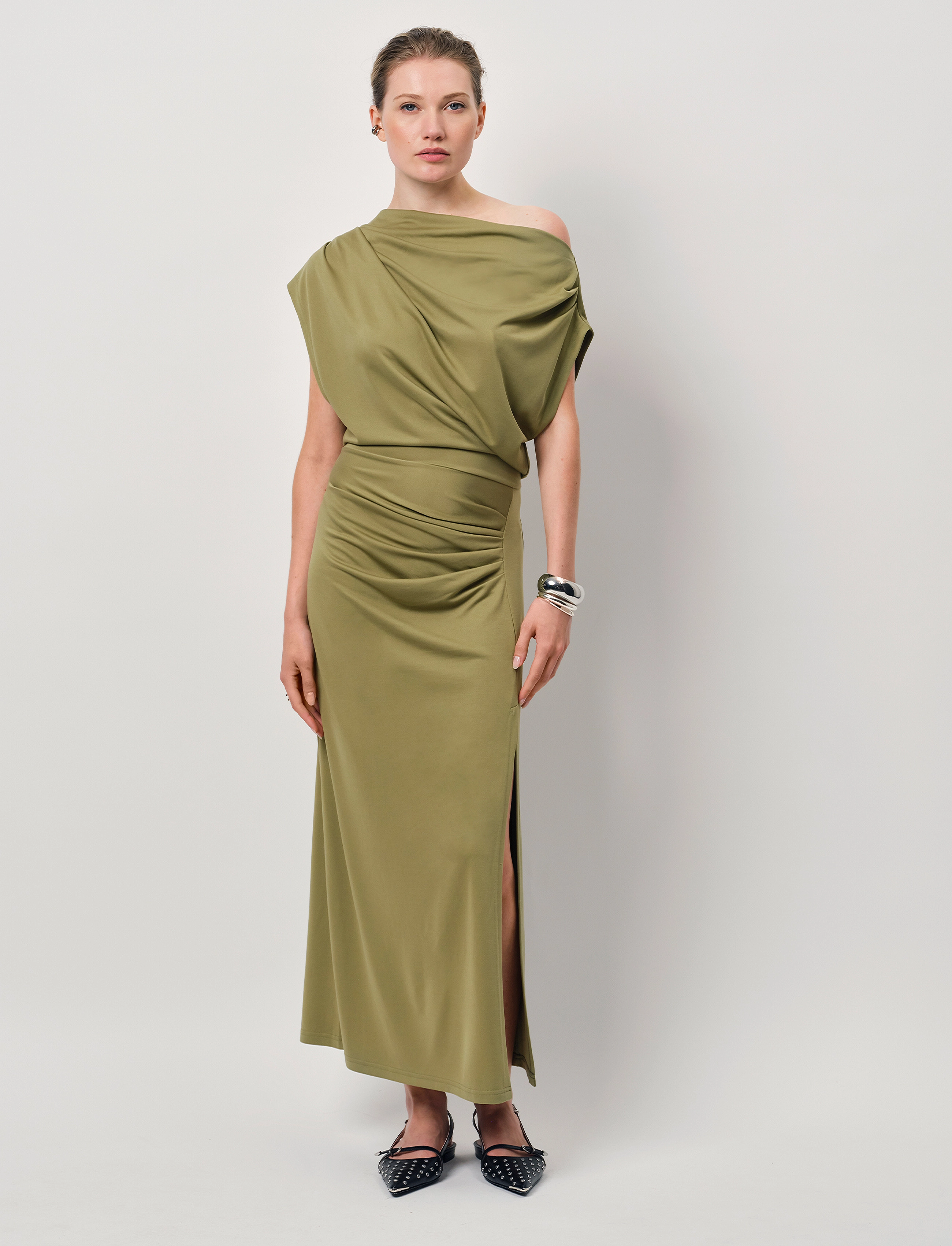 Dante6 -Jett Off-Shoulder Jersey Dress, XS, Dresses, Grün - Maxi Frauen