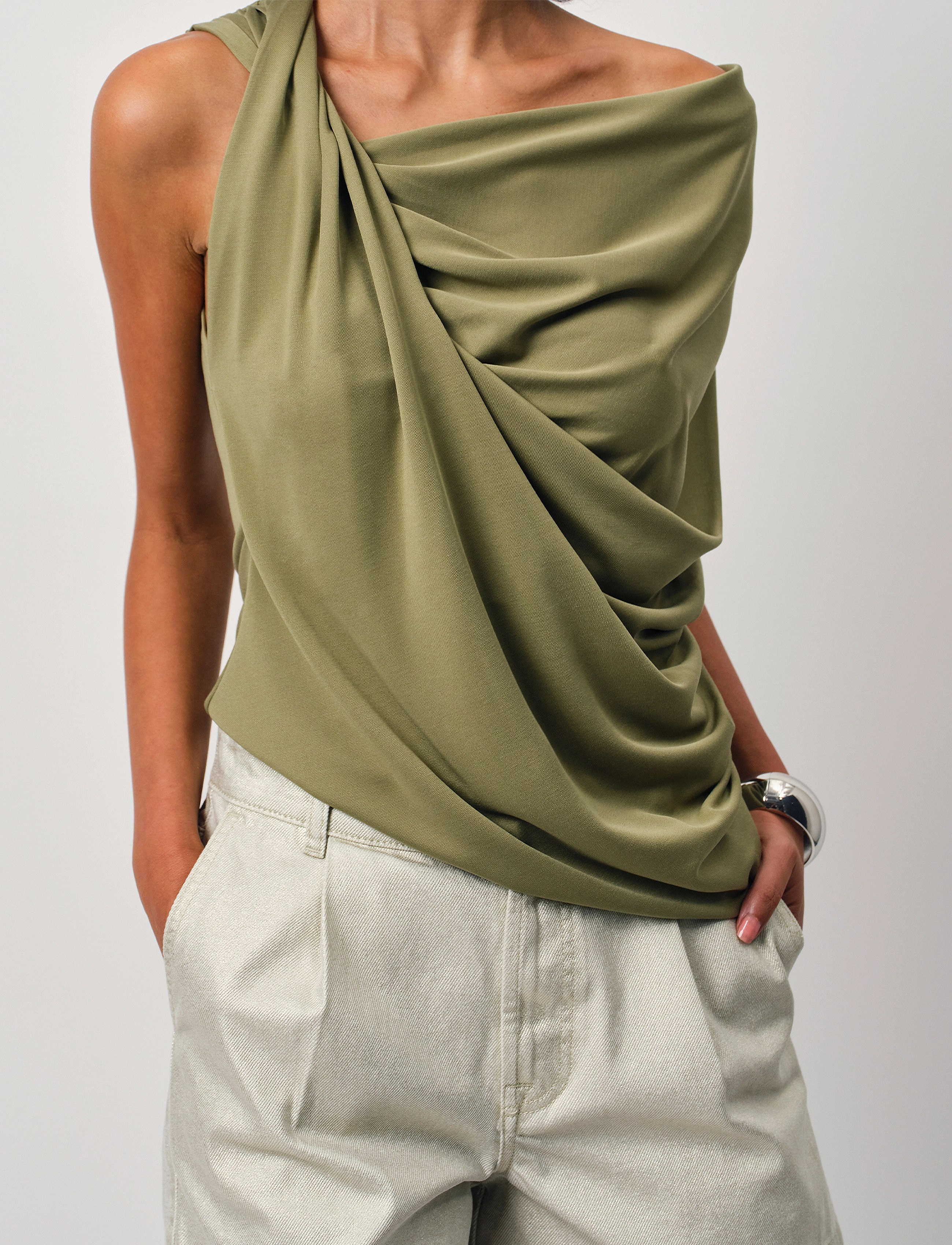 Dante6 - Dante6-Vicente twist detail jersey top - olive glow - 3