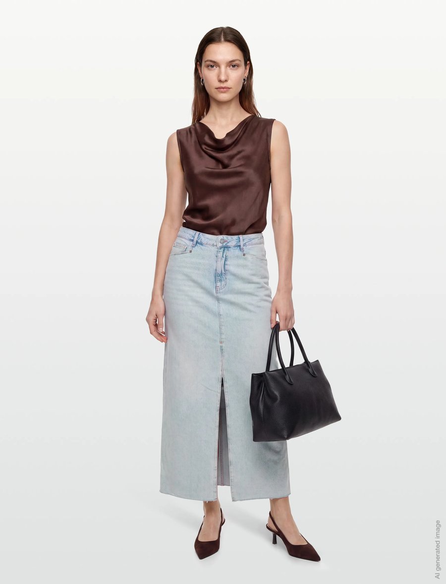 Dante6 - Dante6-Feral denim maxi skirt - teksaseelikud - worn blue - 0