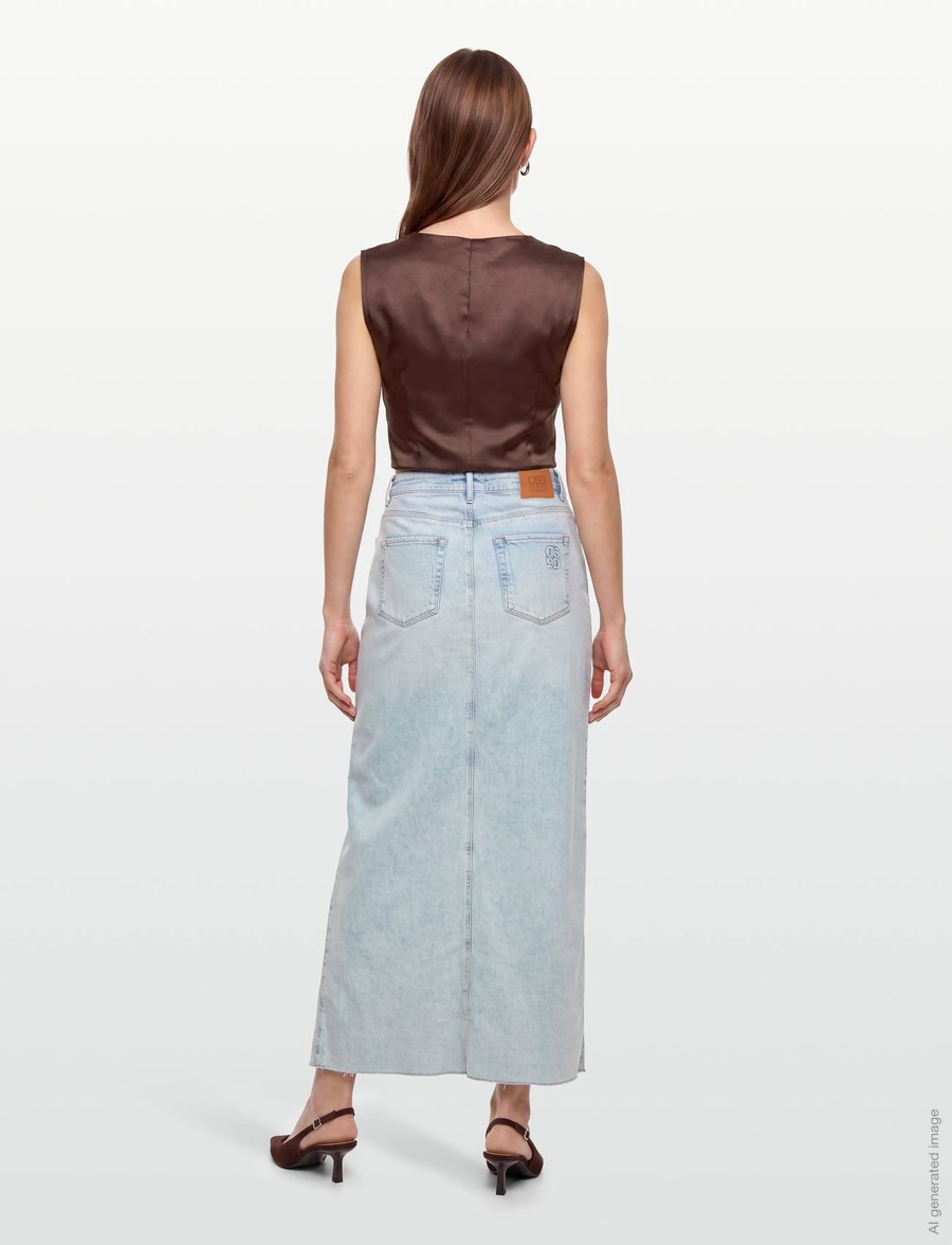 Dante6 - Dante6-Feral denim maxi skirt - teksaseelikud - worn blue - 4