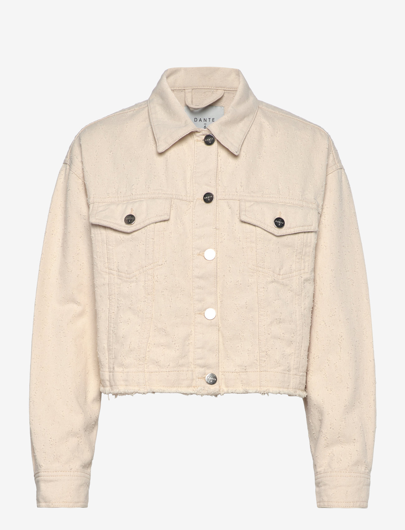 Dante6 - Dante6-Vanves distressed cropped jeans jacket - jeansjackor - butter cream - 1