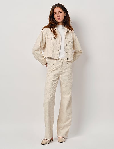 Dante6 Dante6-Nuit distressed wide leg jeans - Laia säärega püksid - BUTTER CREAM / cream