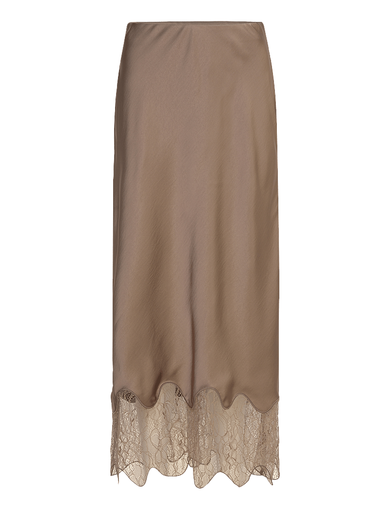 Dante6 - Dante6-Amour satin lace detail skirt - midi-röcke - stone - 1