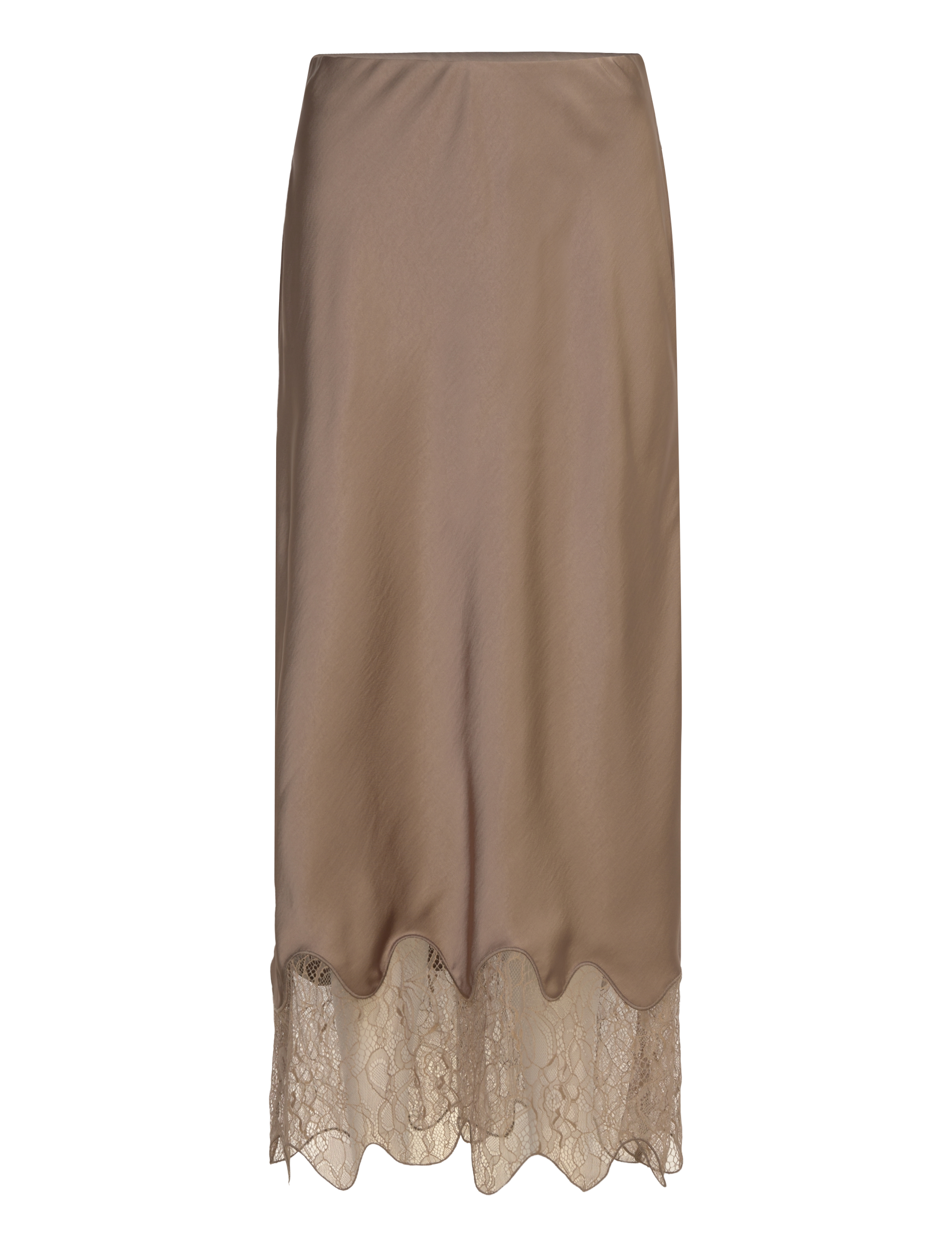 Dante6 Dante6-Amour satin lace detail skirt - Kjolar - STONE / brown