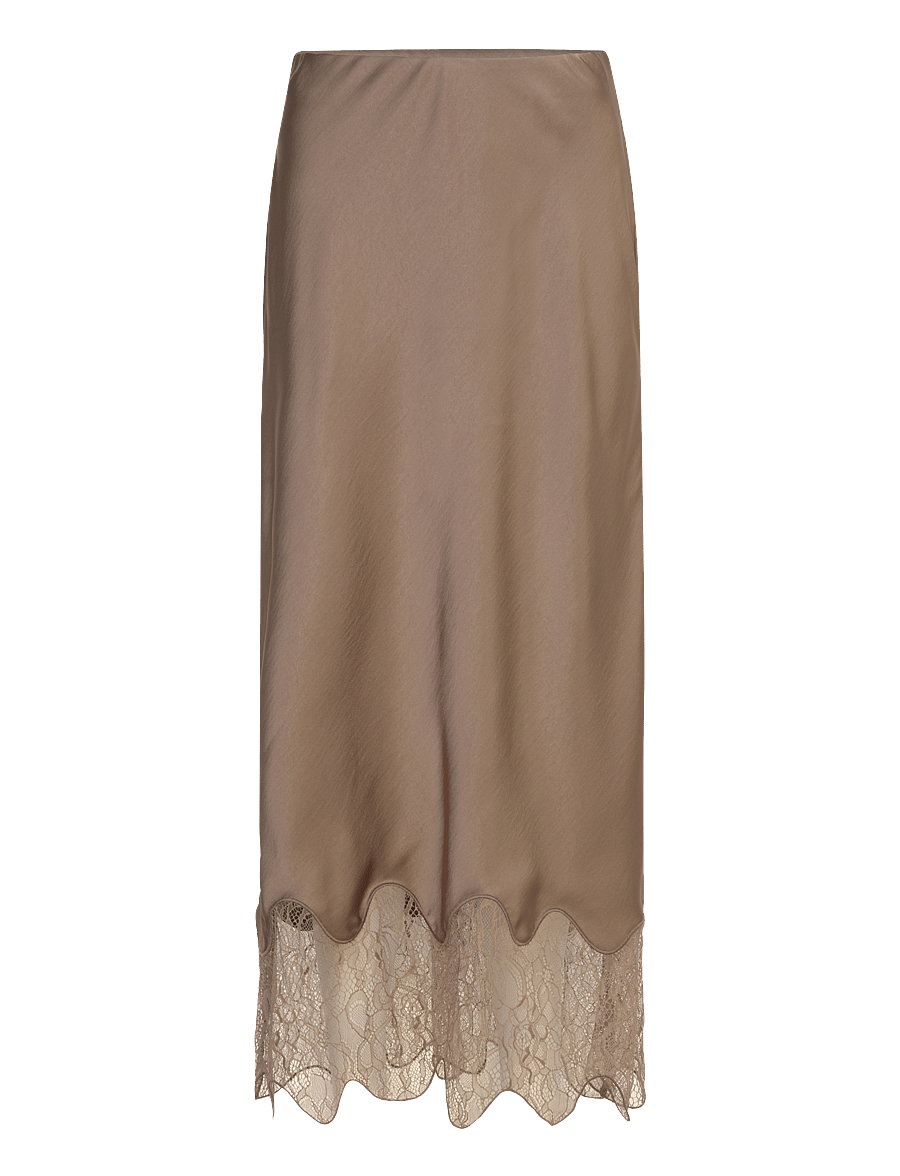 Dante6 - Dante6-Amour satin lace detail skirt - jupes midi - stone - 1