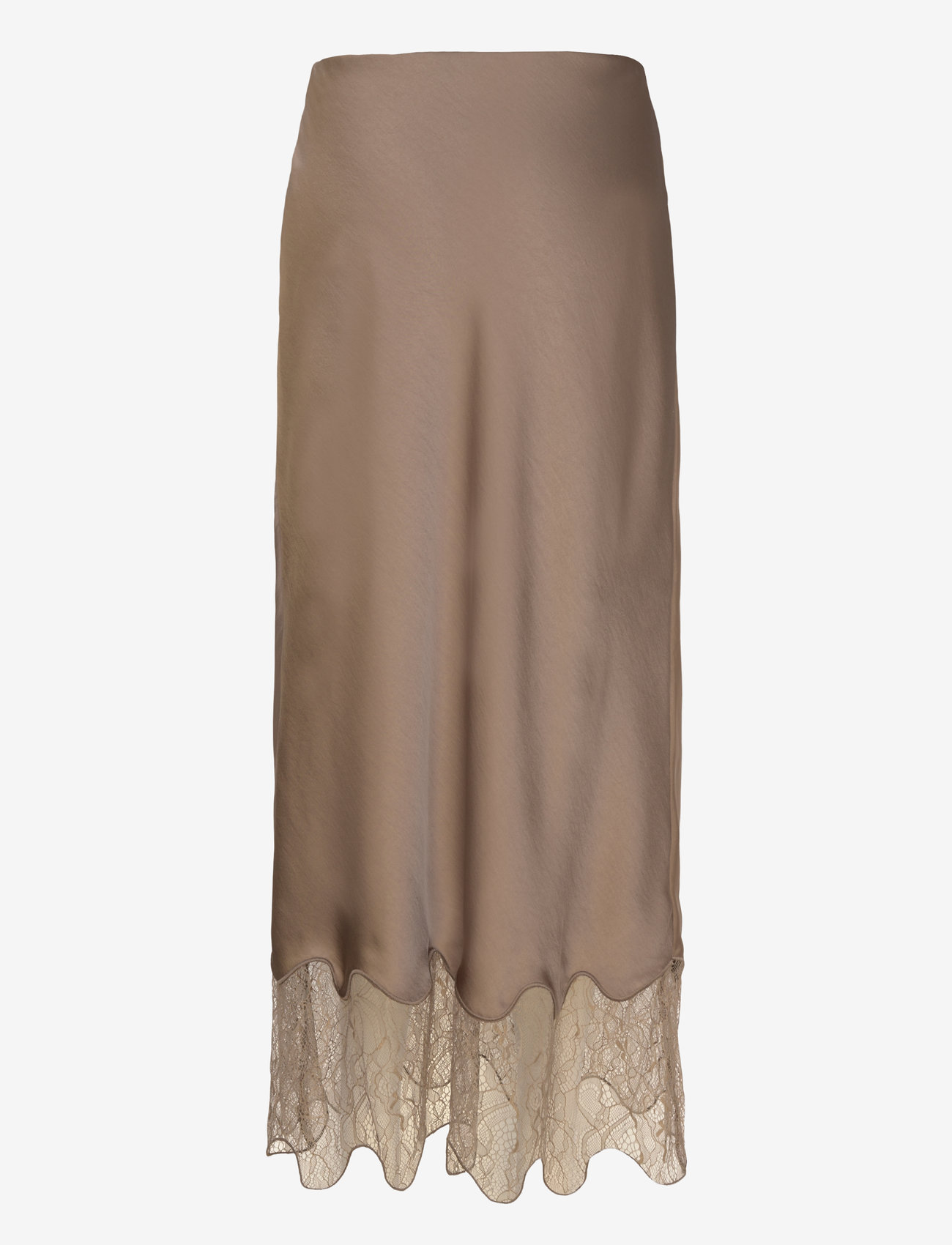 Dante6 - Dante6-Amour satin lace detail skirt - midi-röcke - stone - 2