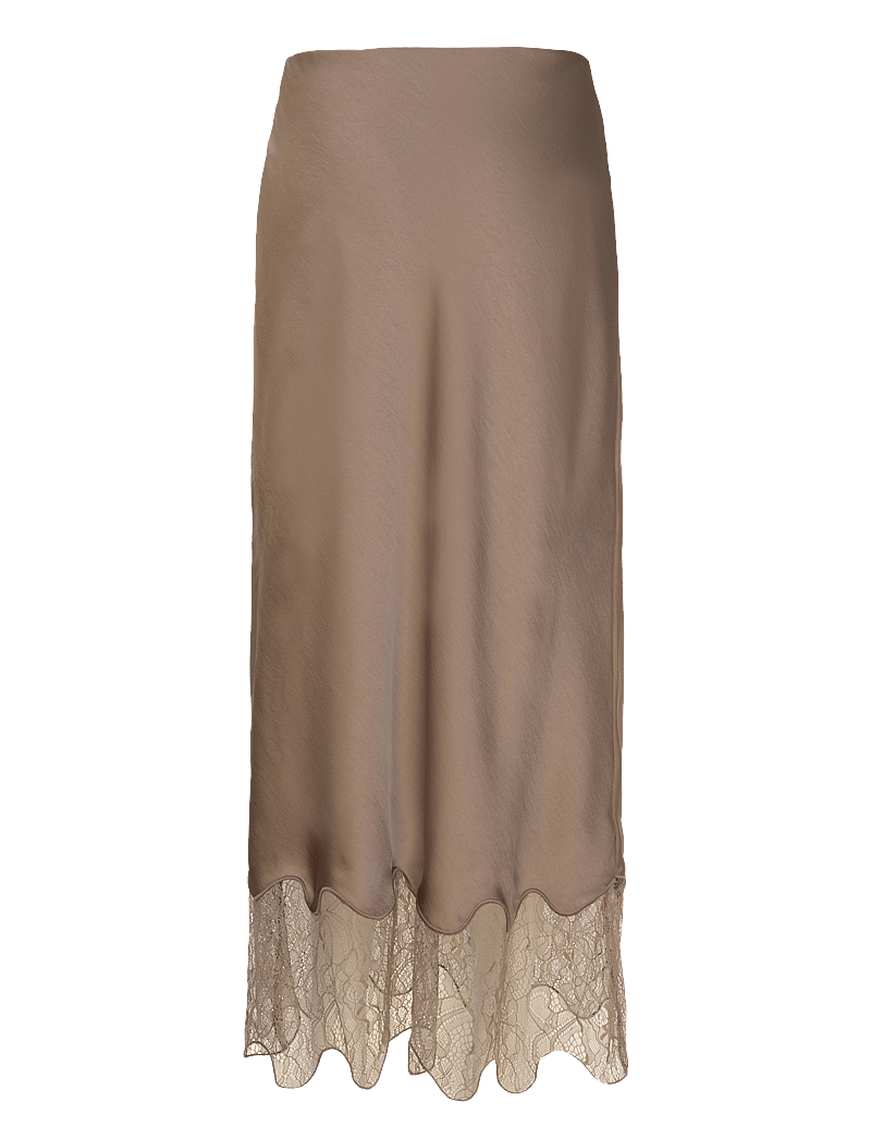 Dante6 - Dante6-Amour satin lace detail skirt - midi-röcke - stone - 2