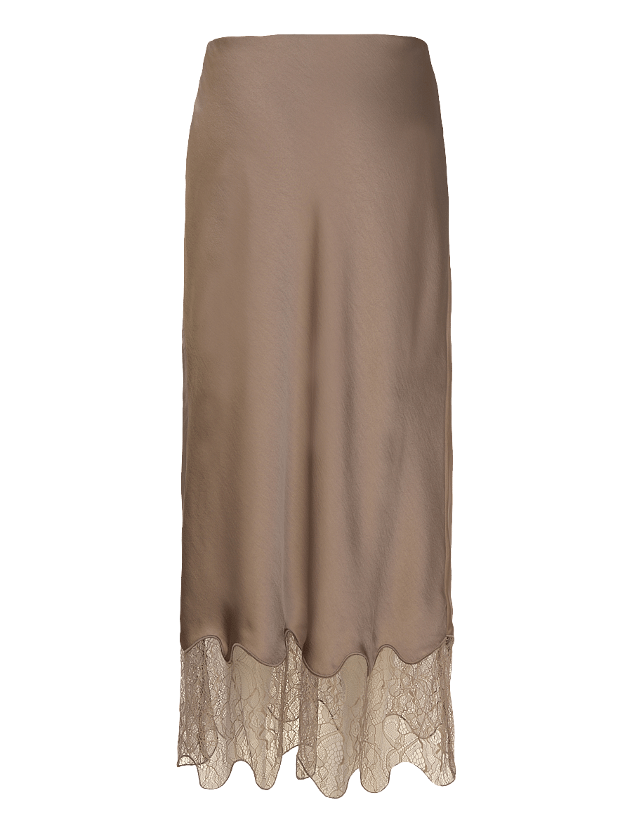 Dante6 - Dante6-Amour satin lace detail skirt - jupes midi - stone - 2