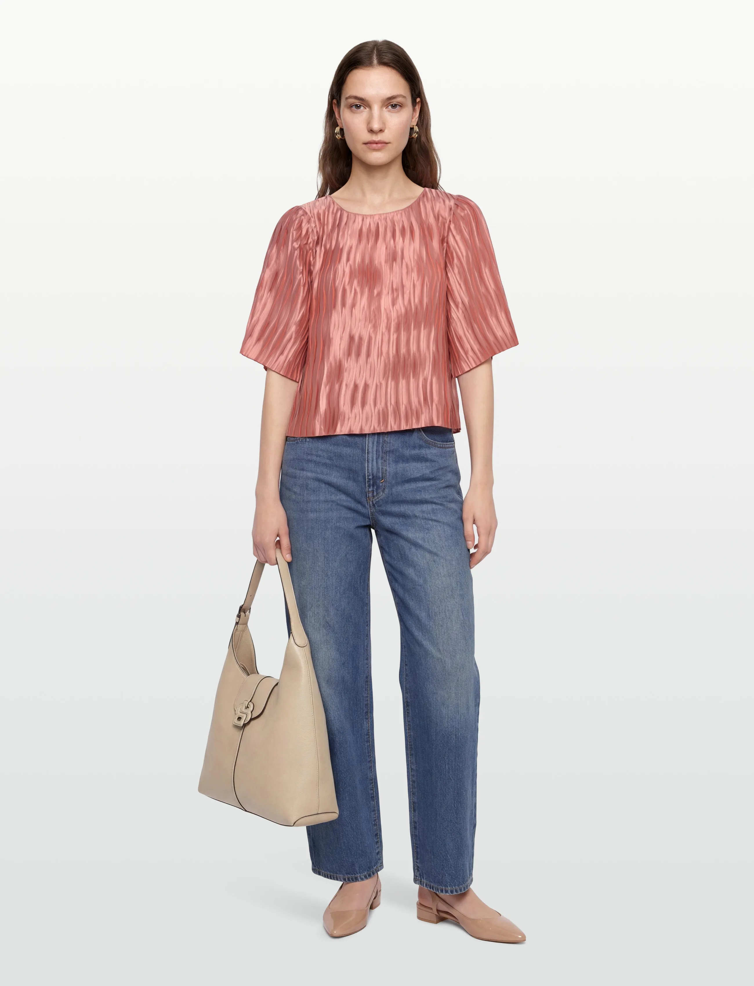 Dante6 - Dante6-Lelia plissé top - kortärmade blusar - antique blush - 0