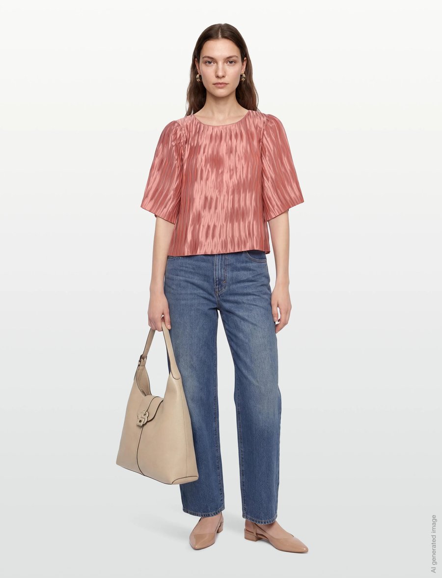 Dante6 - Dante6-Lelia plissé top - kortärmade blusar - antique blush - 0