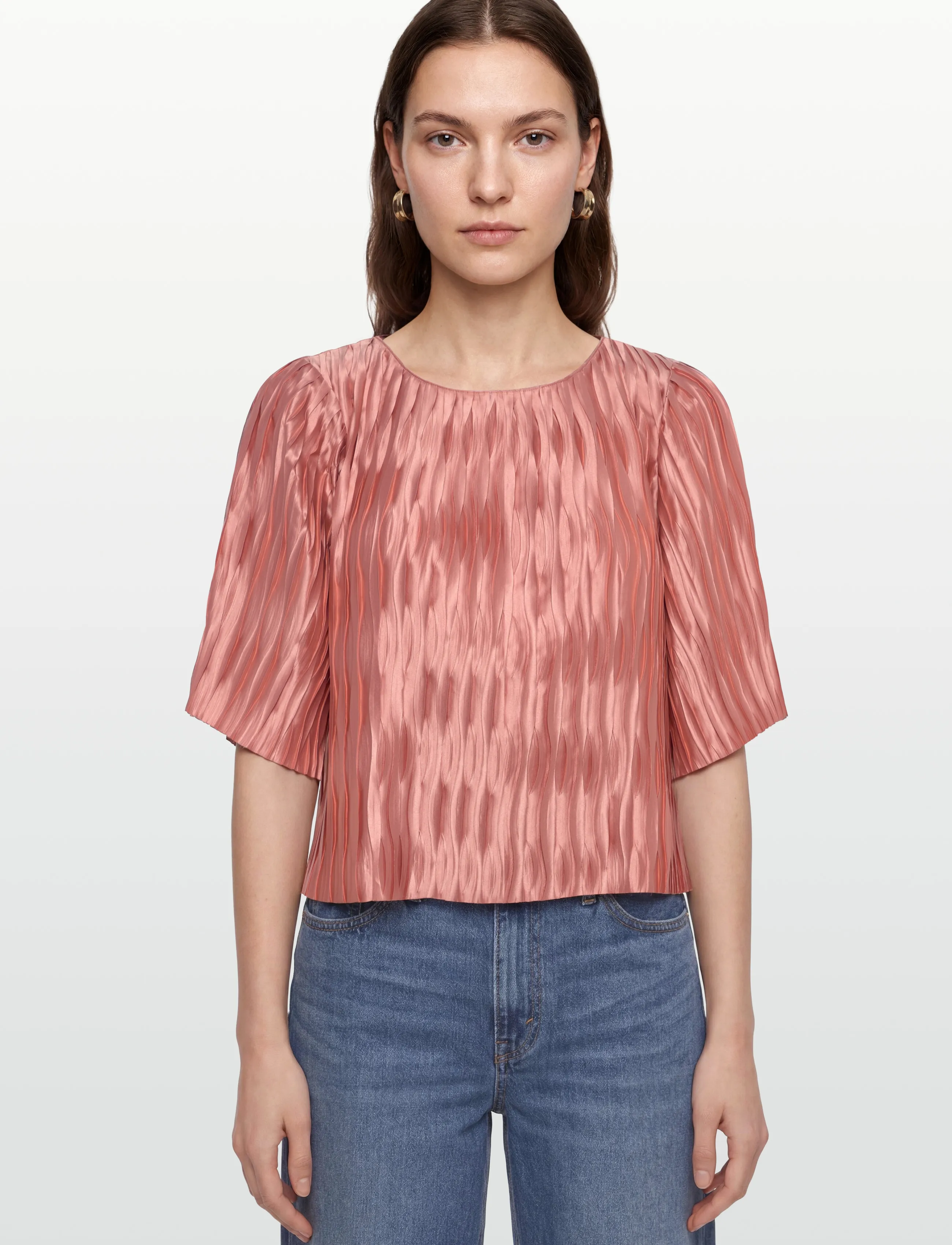 Dante6 - Dante6-Lelia plissé top - kortärmade blusar - antique blush - 3