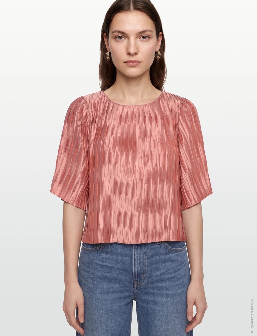 Dante6 - Dante6-Lelia plissé top - kortärmade blusar - antique blush - 3