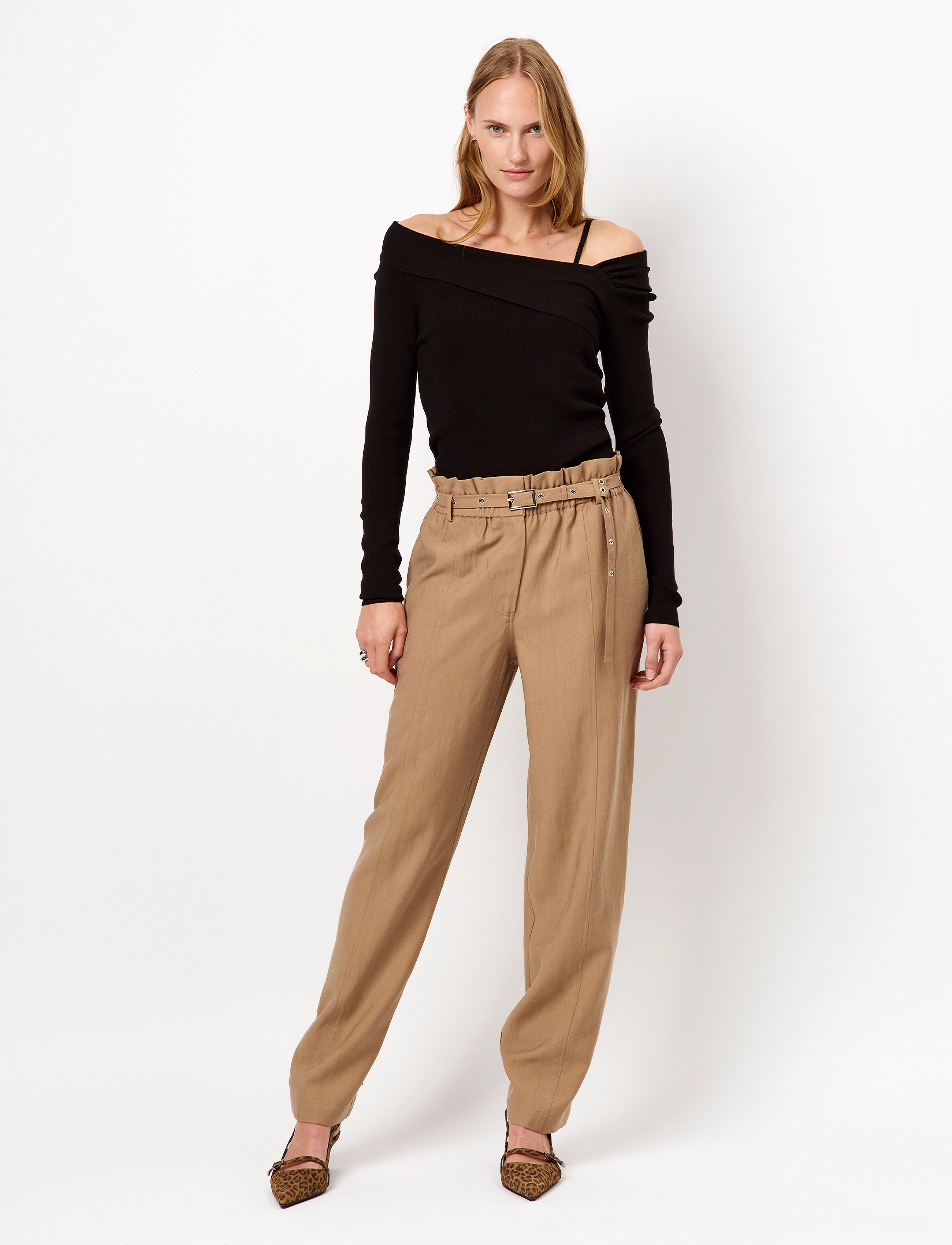 Dante6 Dante6-Tyler Belted Adjustable Pants, 36, Beige, Bukser > Brede Ben, Dame