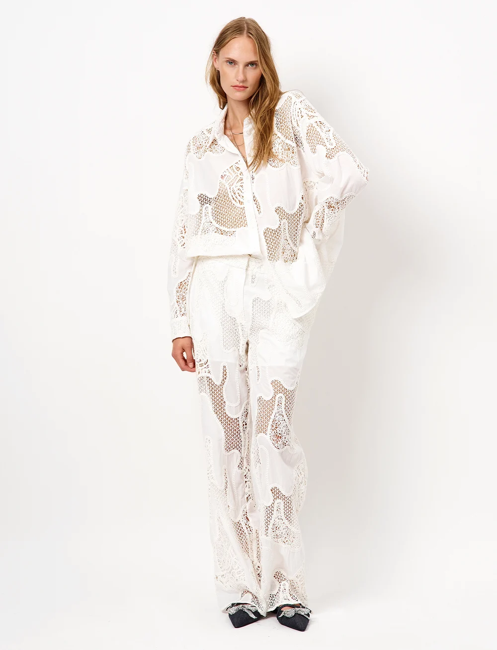 Dante6 - Dante6-Eleanor embroidered shirt - pitkähihaiset kauluspaidat - milk white - 0