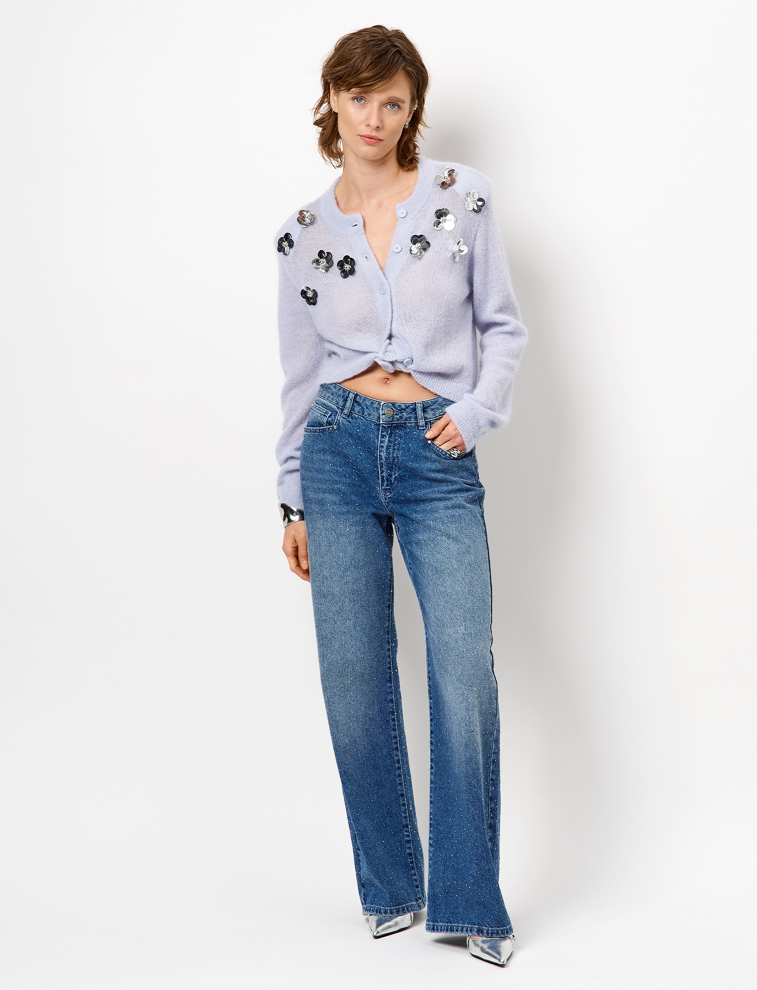 Dante6 -Fawn Sequin Cardigan, XS, Knitwear, Blau - Cardigans, Frauen