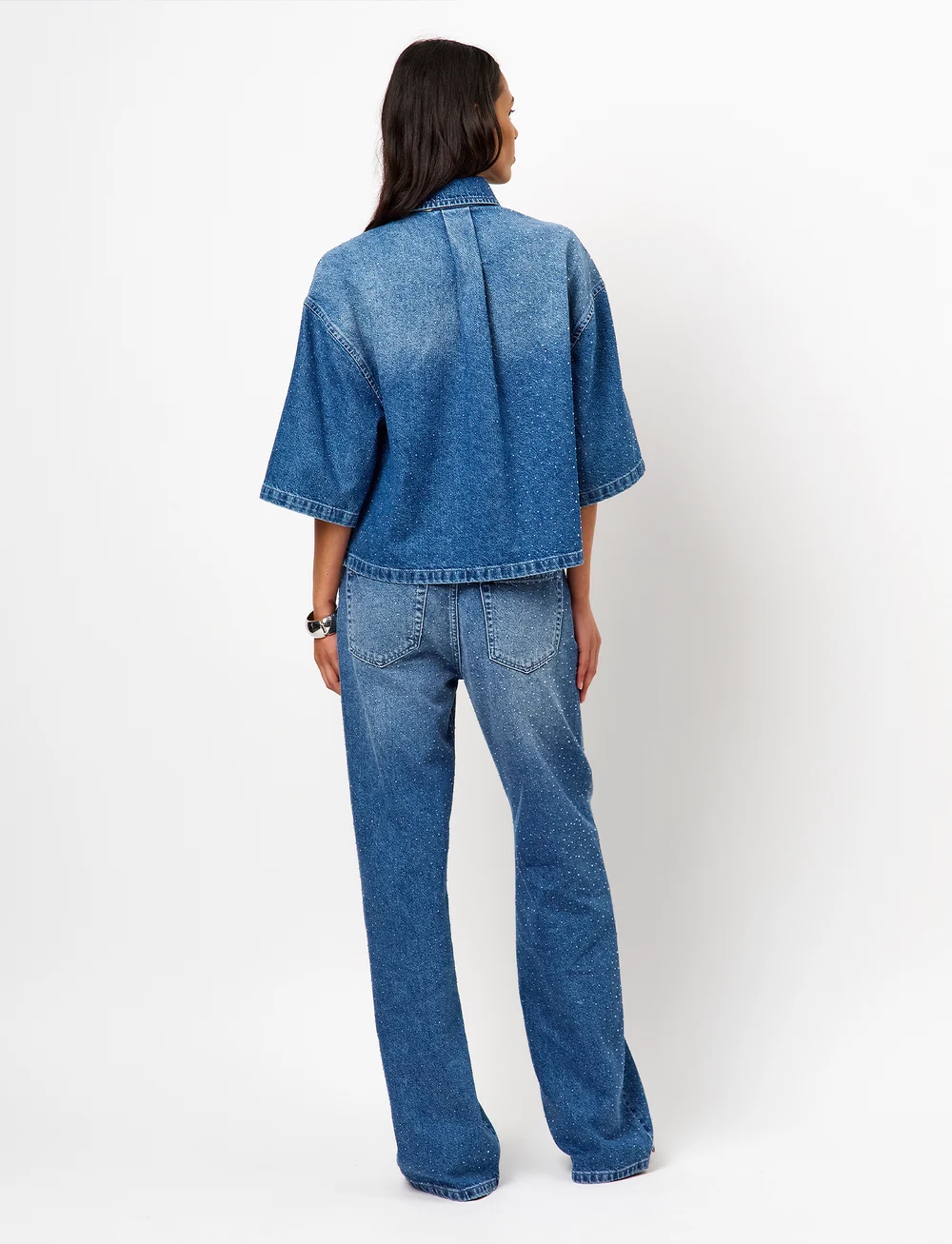 Dante6 - Dante6-Nuit rhinestone wide leg jeans - laia säärega teksad - vintage blue - 3