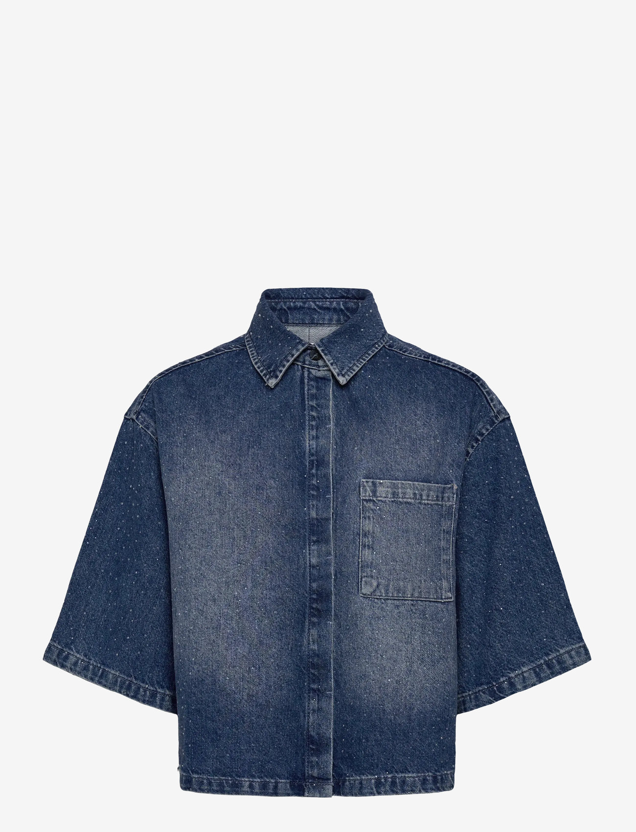 Dante6 - Dante6-Daisy rhinestone denim shirt - denim shirts - vintage blue - 0