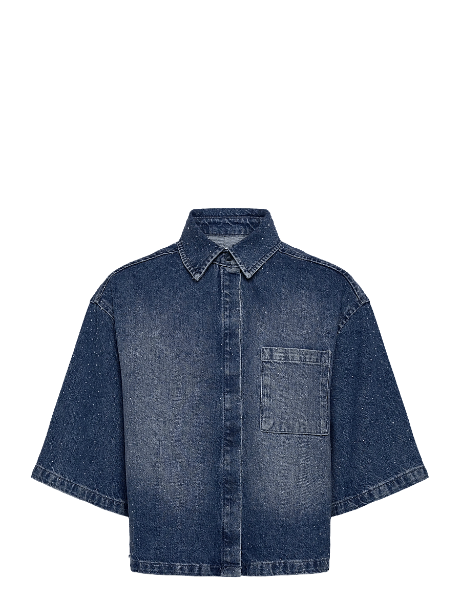Dante6 - Dante6-Daisy rhinestone denim shirt - vintage blue - 1