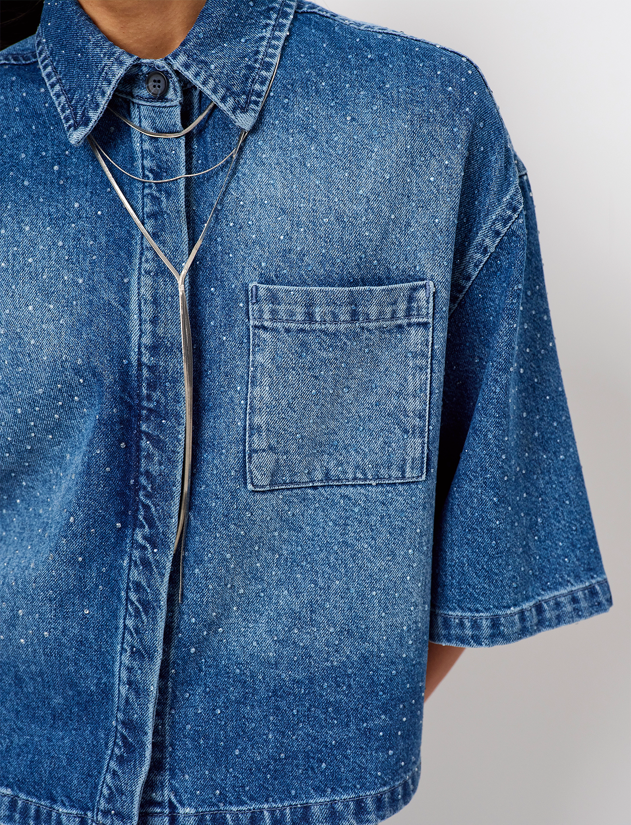 Dante6 - Dante6-Daisy rhinestone denim shirt - vintage blue - 3