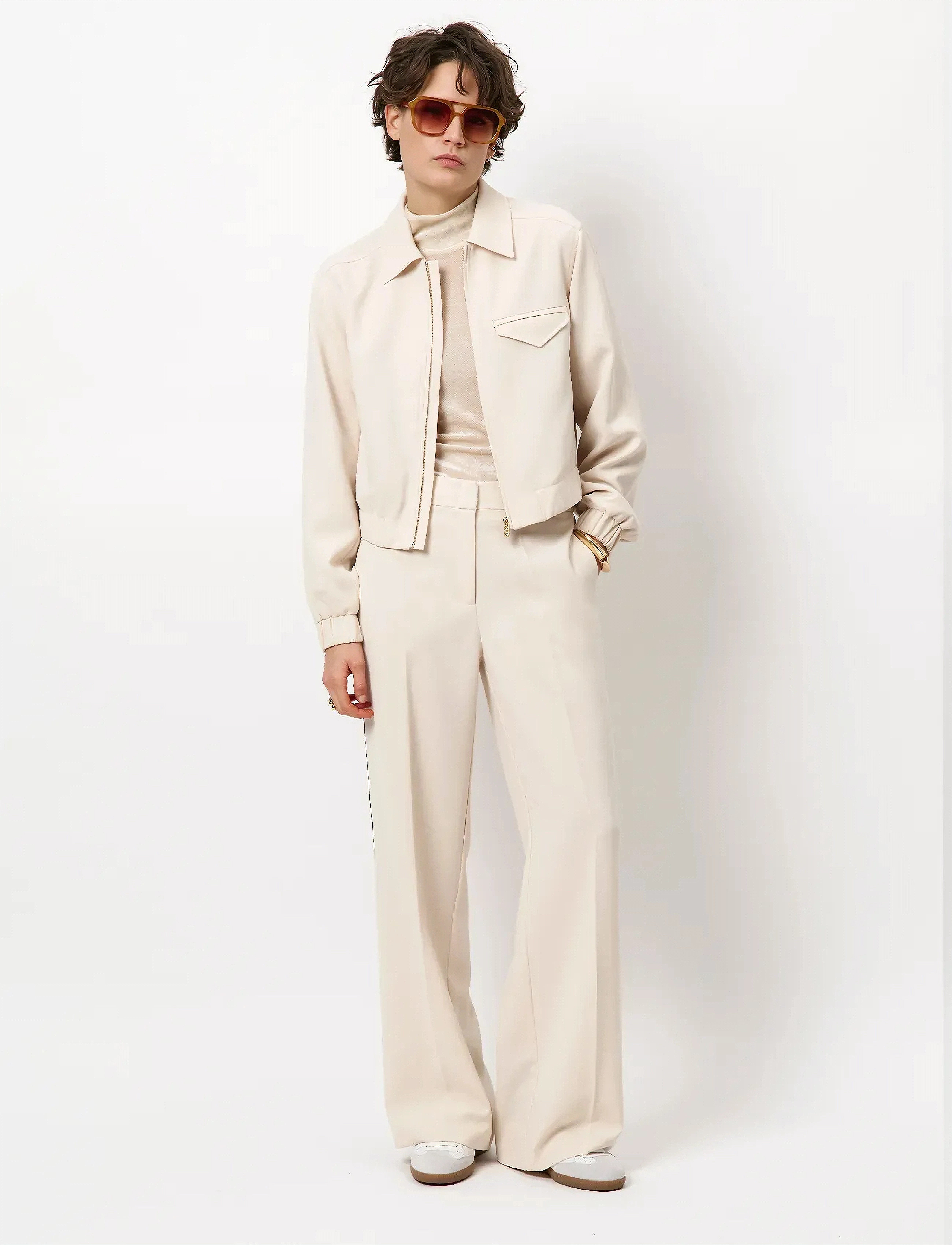 Dante6 -Hush Taped Tailored Pants, 34, Trousers, Creme - Wide Leg, Frauen