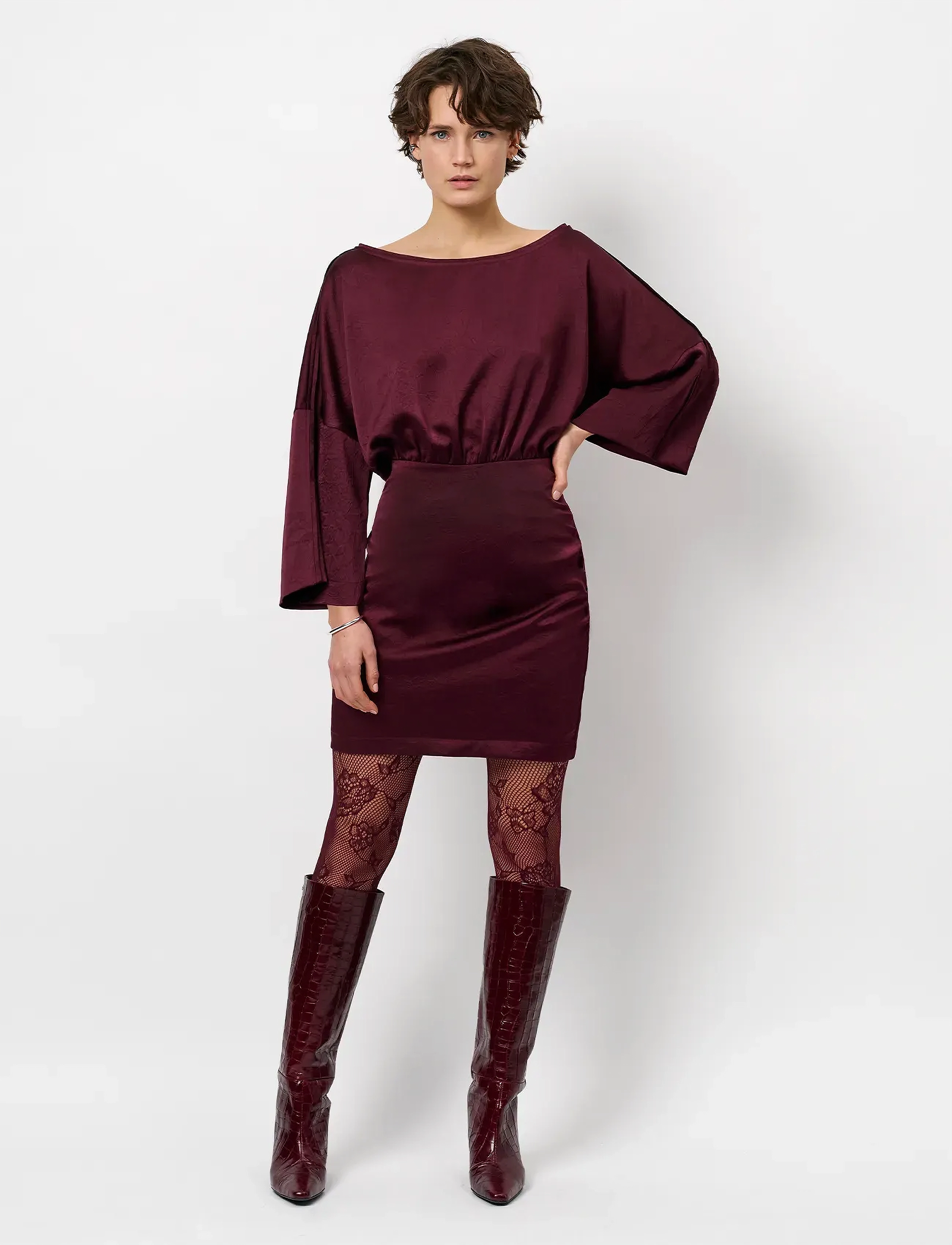Dante6 -Maven Kimono Sleeve Dress, Kvinder, Kimonoærmekjole, Bordeaux, Str: 36