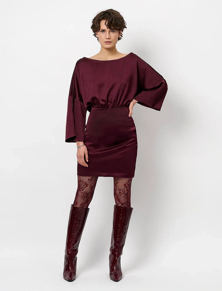 Dante6 - Dante6-Maven kimono sleeve dress - trumpos suknelės - mulberry red - 0