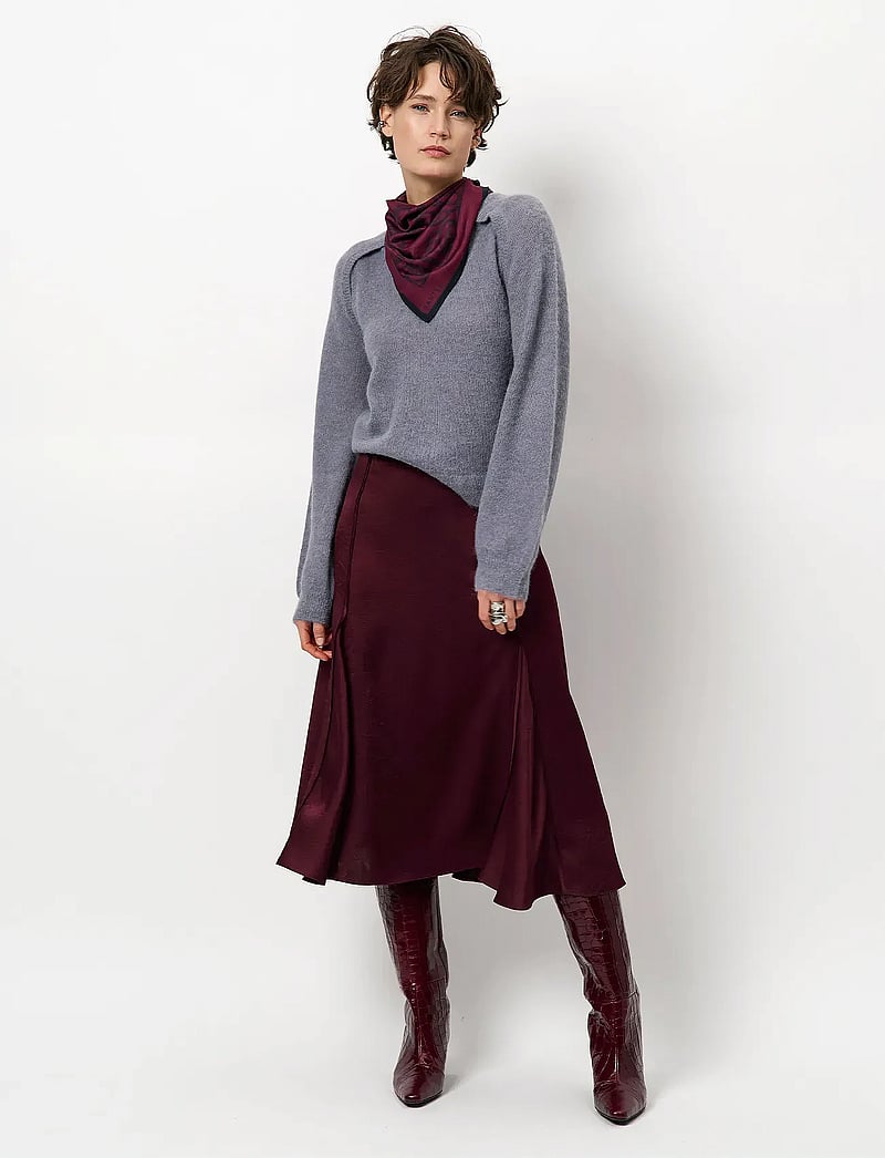 Dante6 - Dante6-Mirage flowy satin skirt - midi kjolar - mulberry red - 0