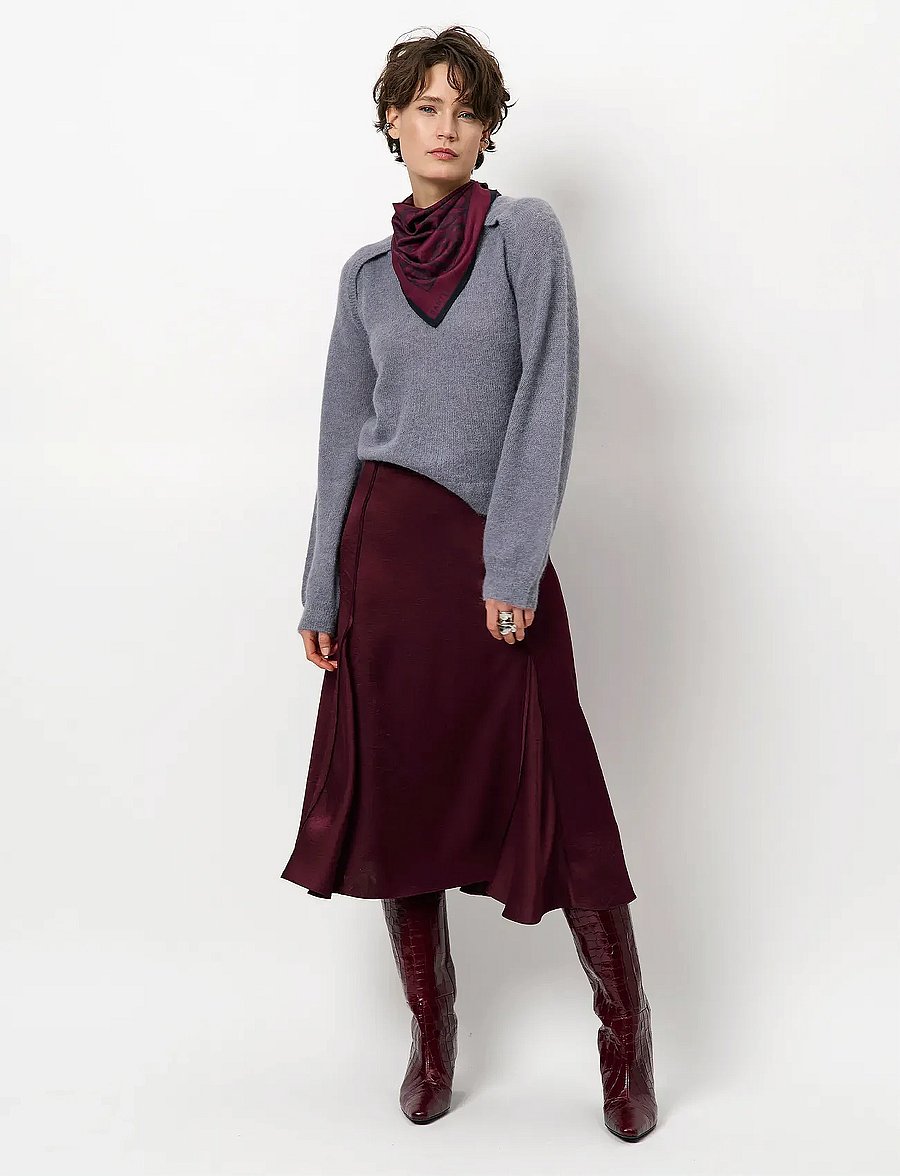 Dante6 - Dante6-Mirage flowy satin skirt - midi-röcke - mulberry red - 0
