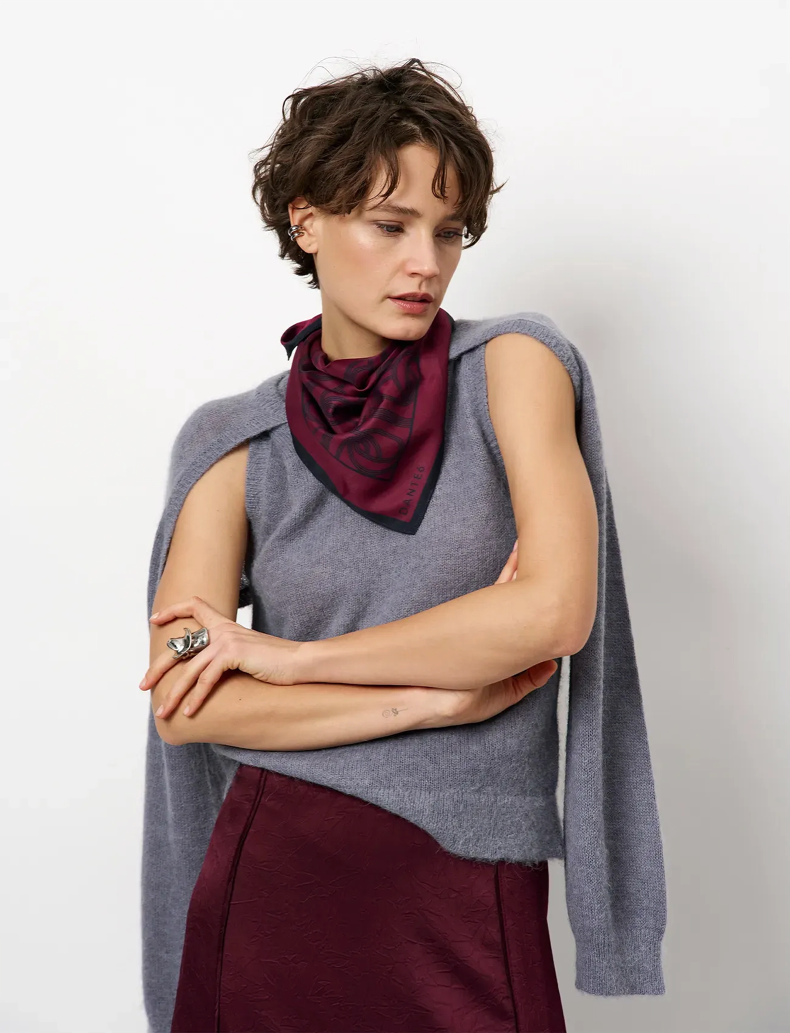 Dante6 - Dante6-Mirage flowy satin skirt - midi-röcke - mulberry red - 3