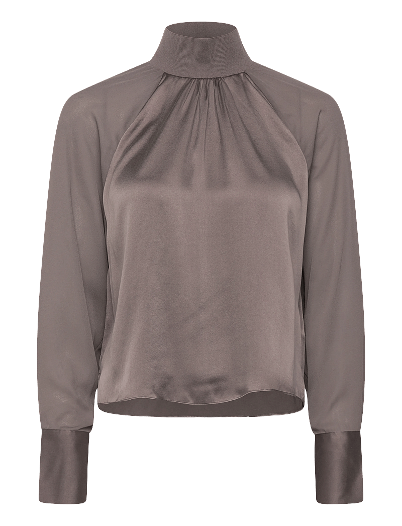 Dante6 - Dante6-Estela silk mixed top - langærmede bluser - antique grey - 1