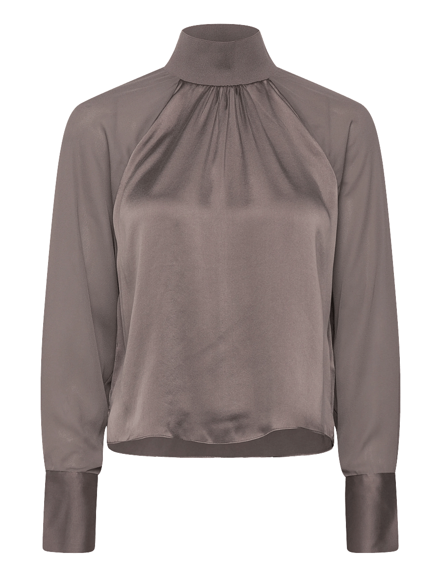 Dante6 - Dante6-Estela silk mixed top - bluzki z długimi rękawami - antique grey - 1