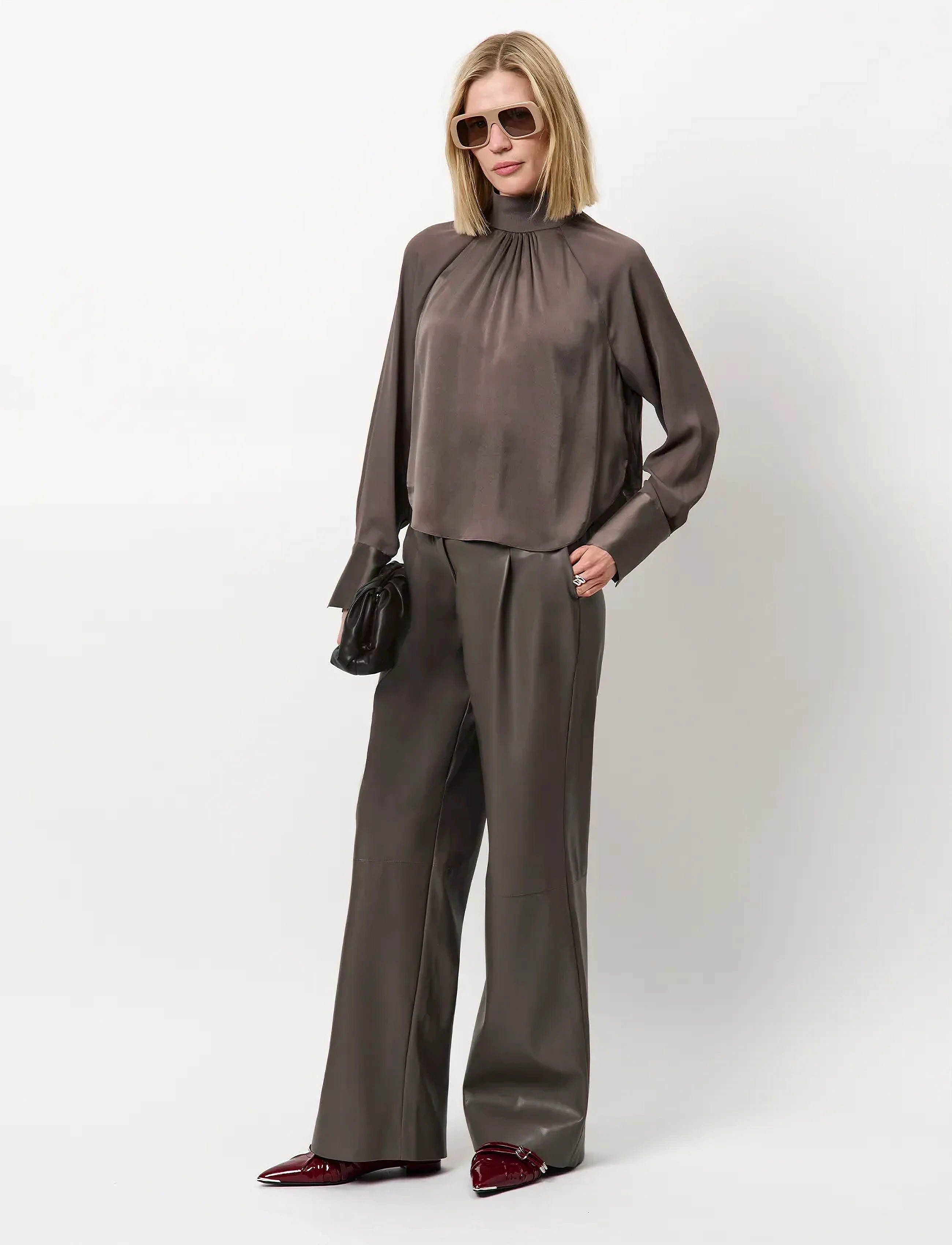 Dante6 - Dante6-Estela silk mixed top - bluzki z długimi rękawami - antique grey - 0