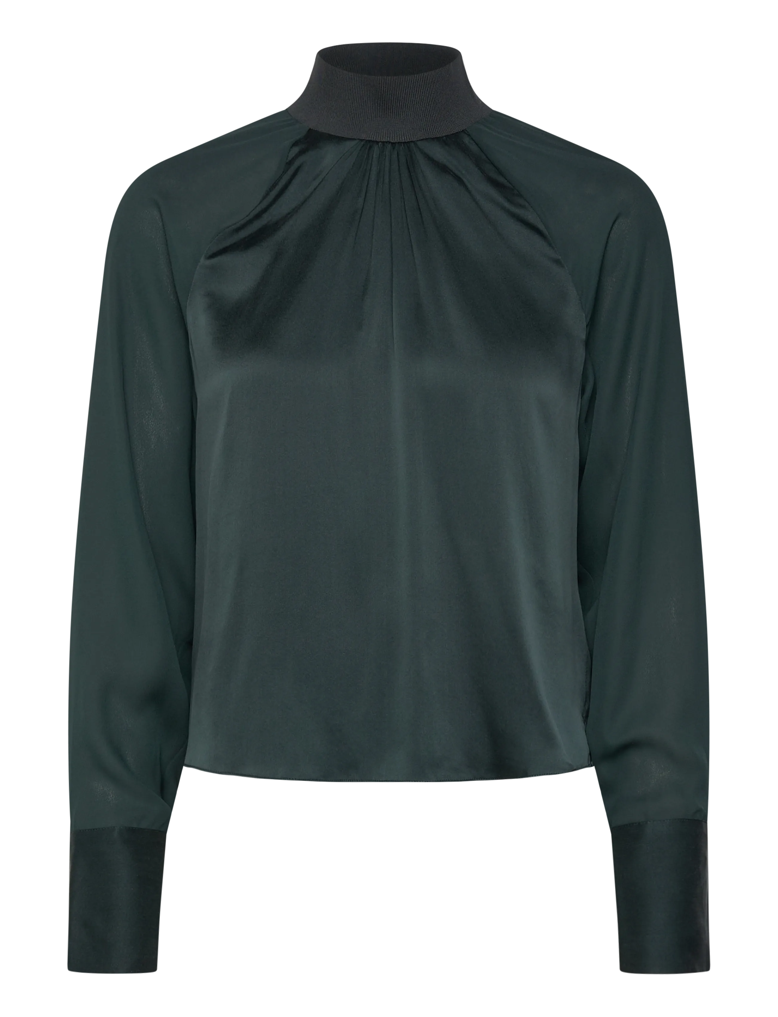 Dante6 -Estela Silk Mixed Top, Kvinder, Højhalset Top, Grøn, Str: 34