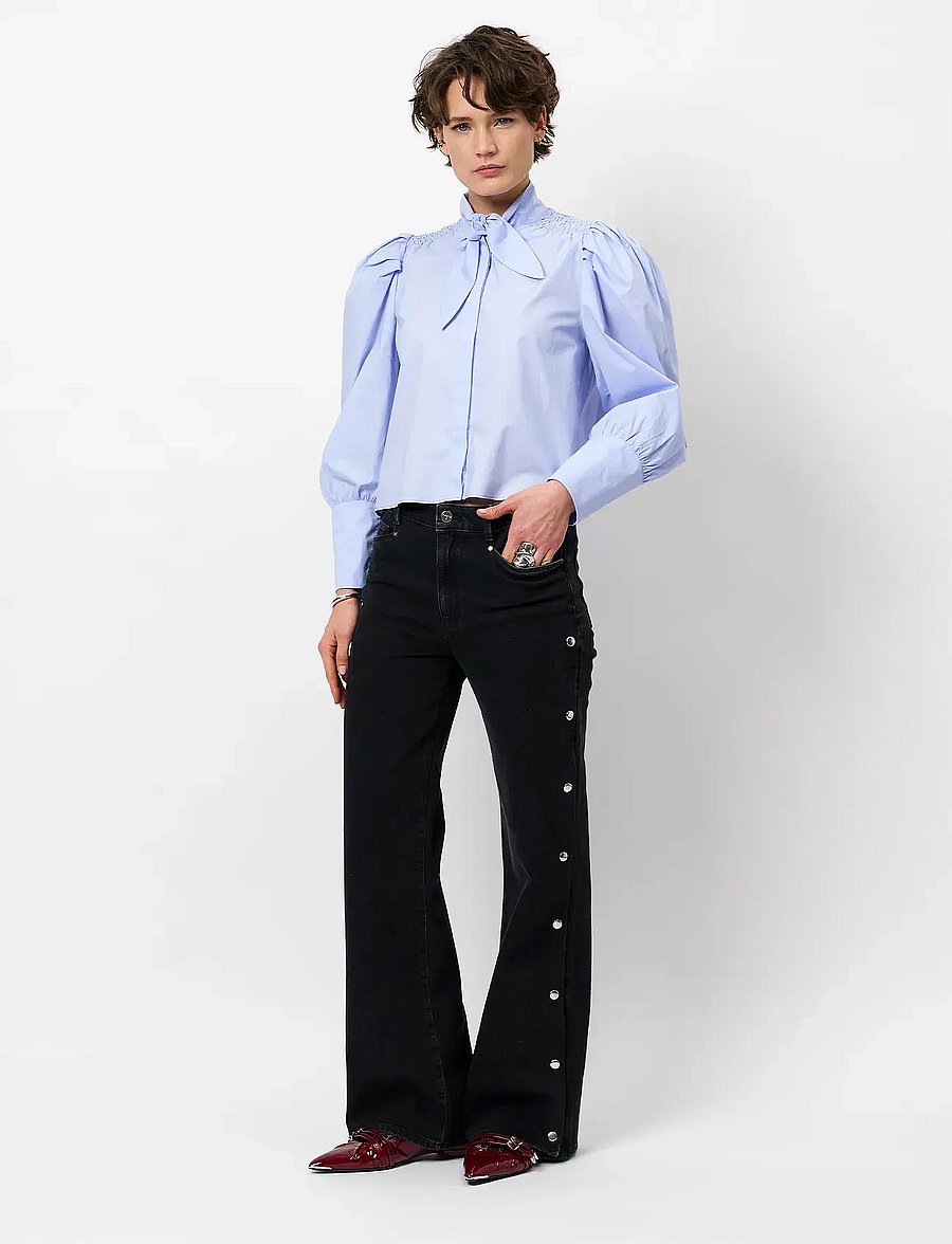 Dante6 - Dante6-Casson smocked blouse - palaidinės ilgomis rankovėmis - blue mist - 0
