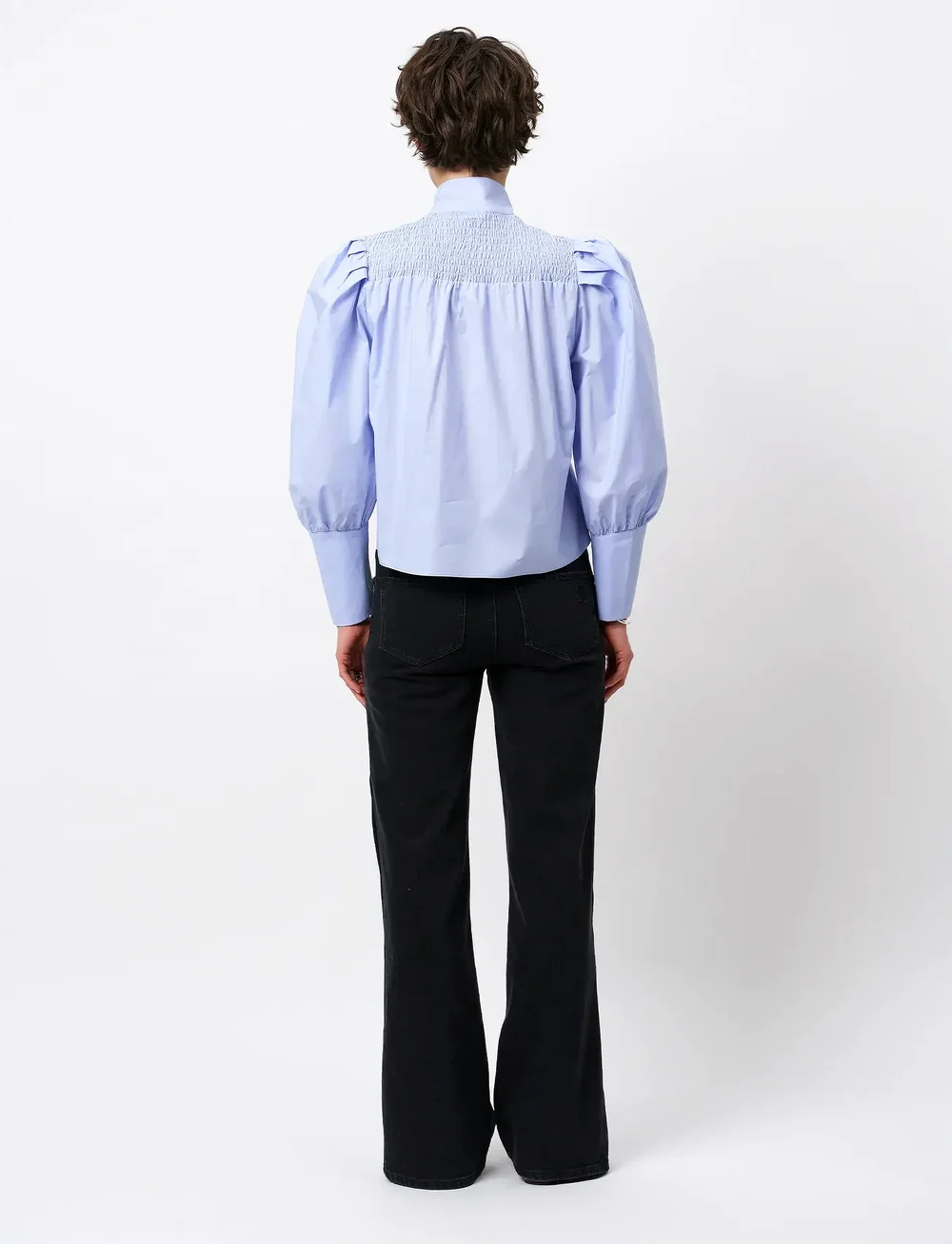 Dante6 - Dante6-Casson smocked blouse - long sleeved blouses - blue mist - 4