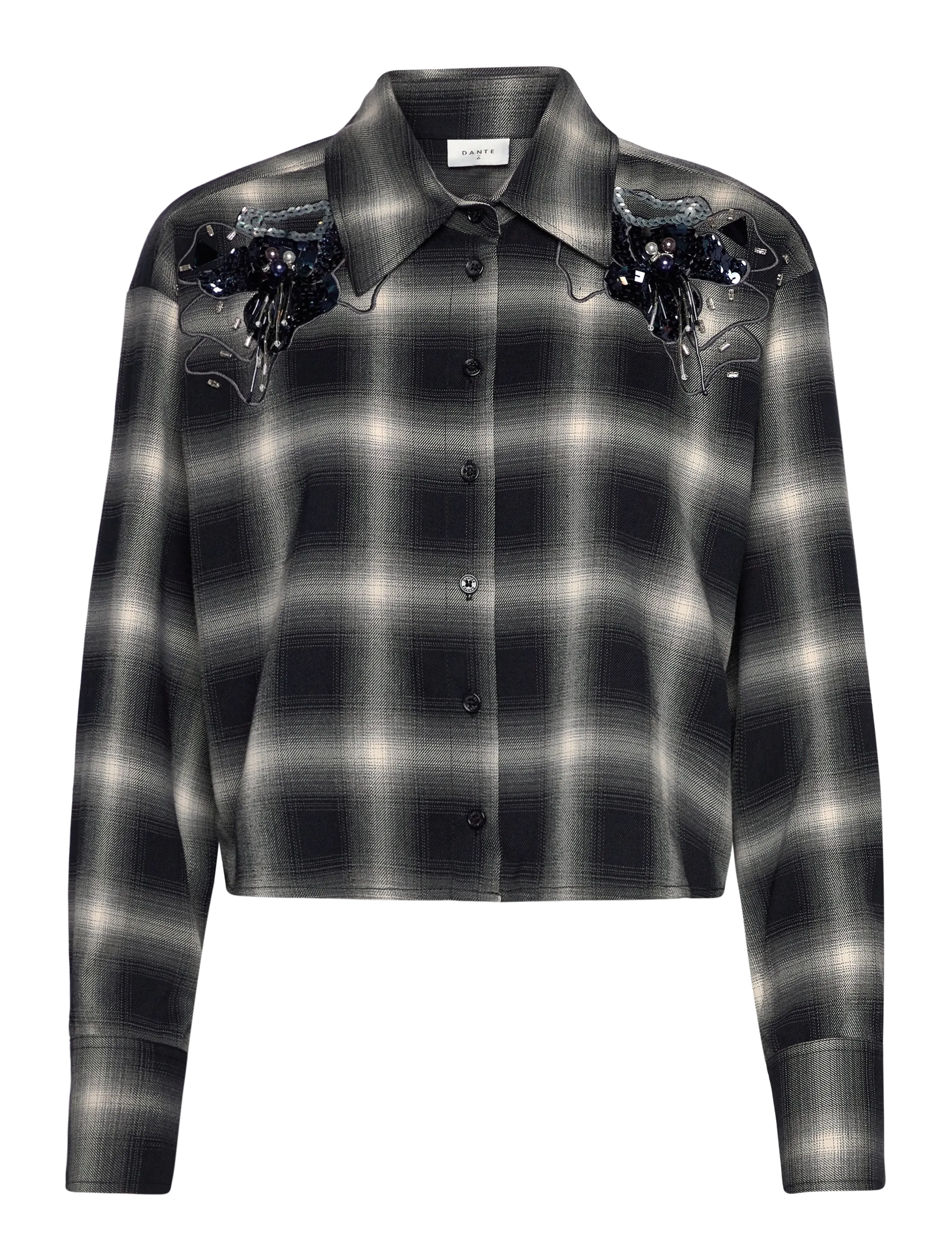DANTE6 Dante6-Eason Check Embellished Shirt Navy - 36 - Damen