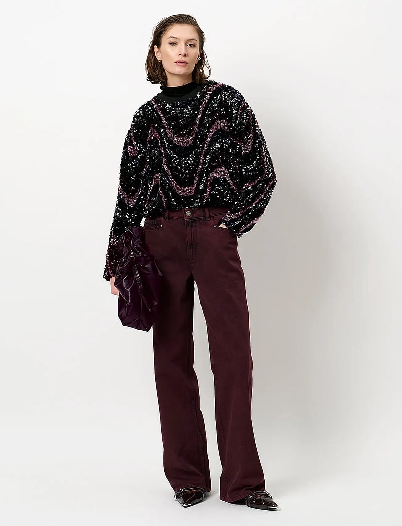 Dante6 - Dante6-Lizy sequins top - stickade tröjor - mulberry red - 0