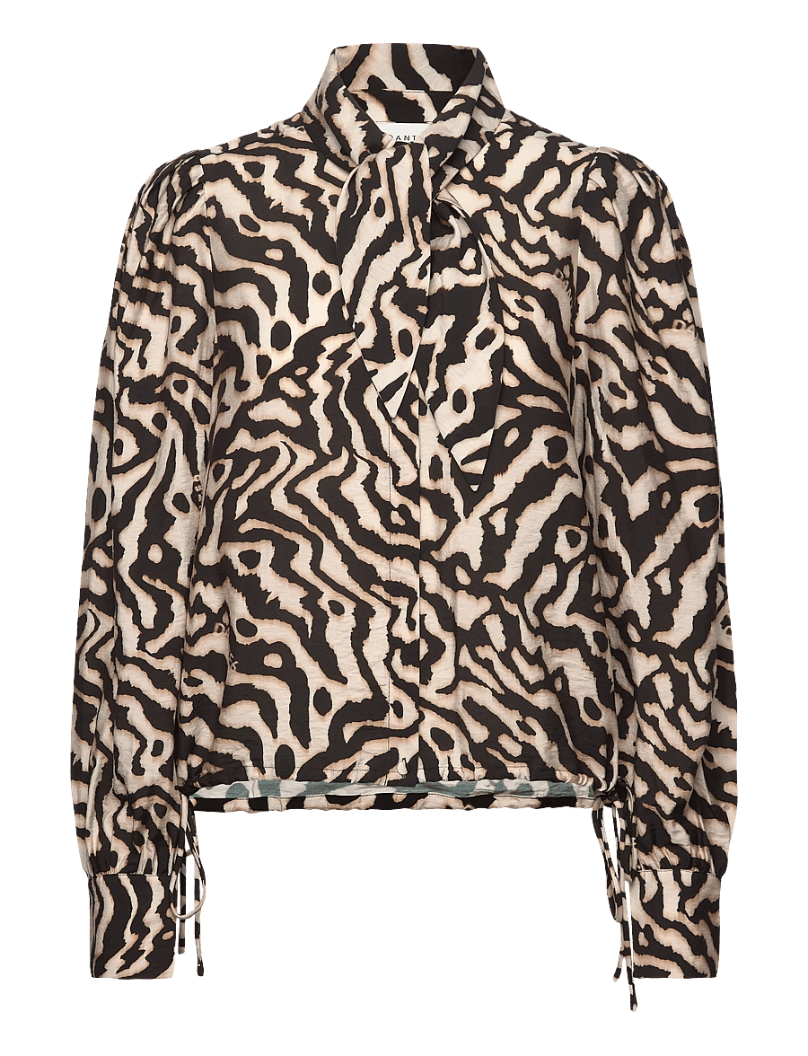Dante6 - Dante6-Cheska printed pussy bow blouse - blūzes ar garām piedurknēm - black/cream - 1