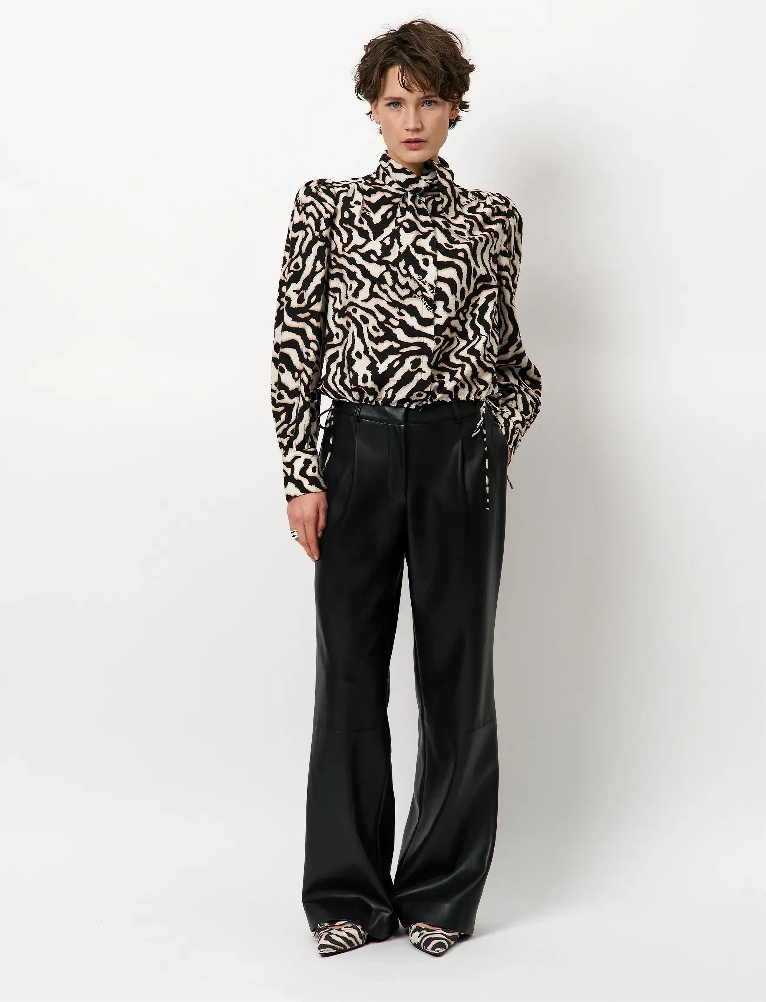 Dante6 Dante6-Cheska Printed Pussy Bow Blouse, 42, Brown, Bluser > Langærmede, Dame