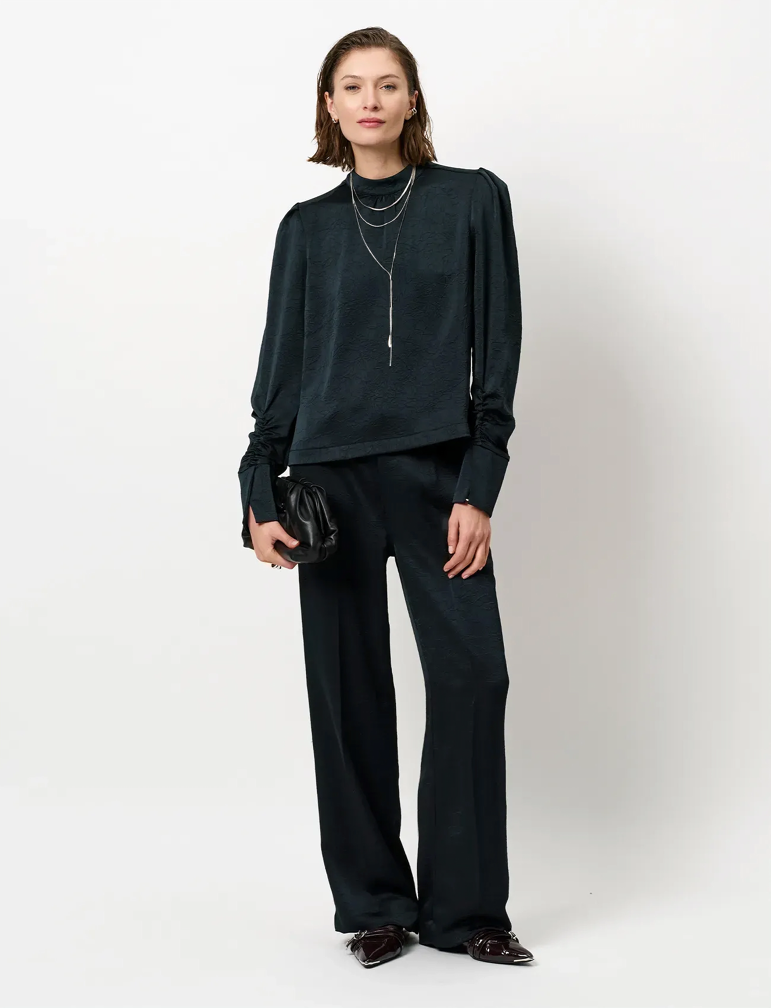 Dante6 Dante6-Jules creased satin pants - Tøj - MIDNIGHT GREEN / khaki/green