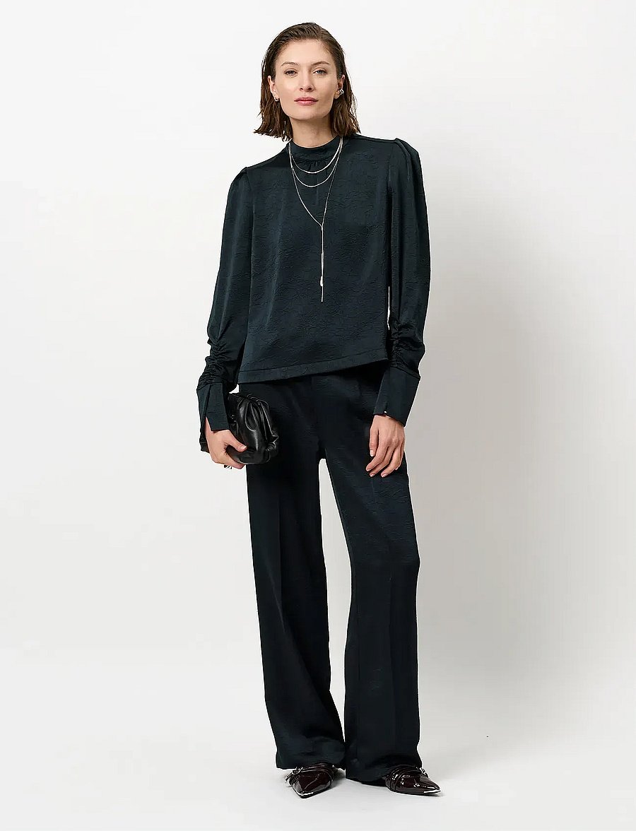 Dante6 - Dante6-Jules creased satin pants - formell - midnight green - 0
