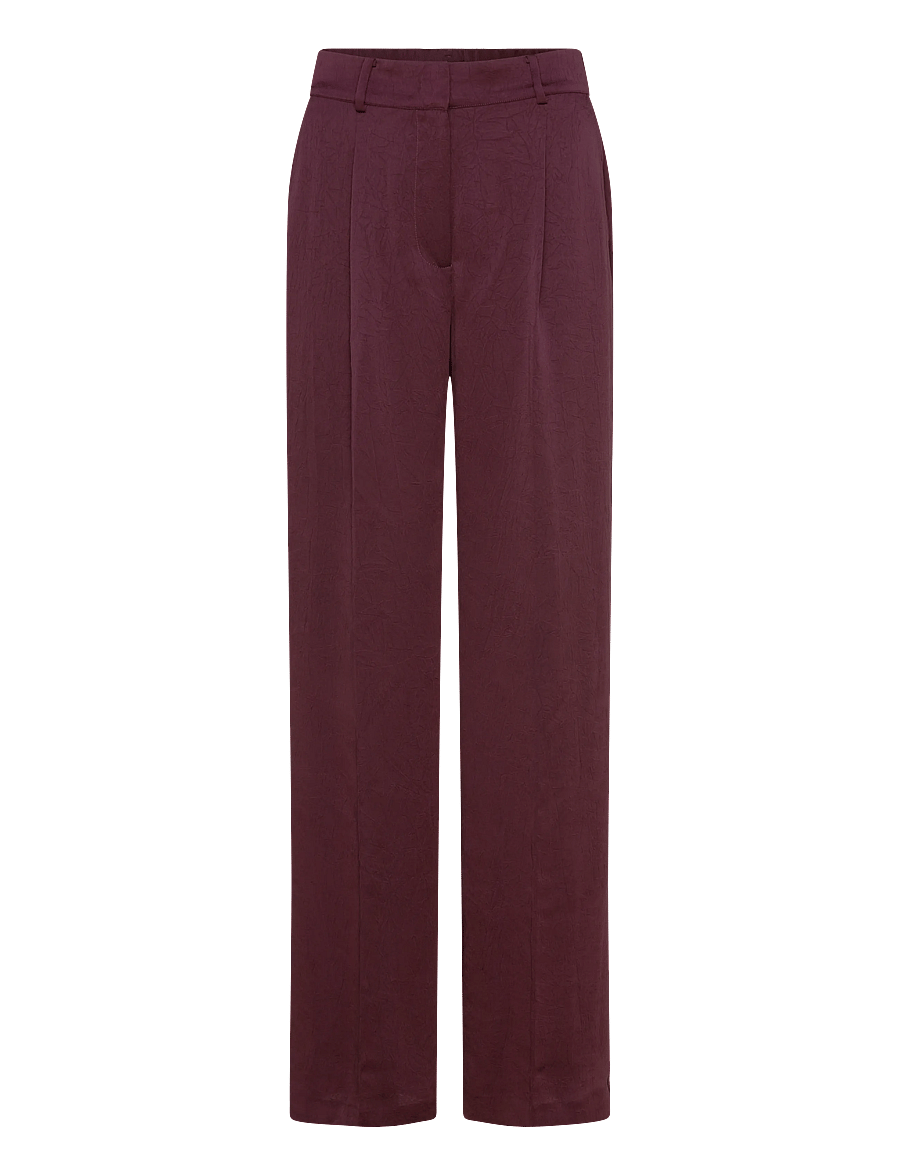Dante6 - Dante6-Jules creased satin pants - tailored trousers - mulberry red - 1